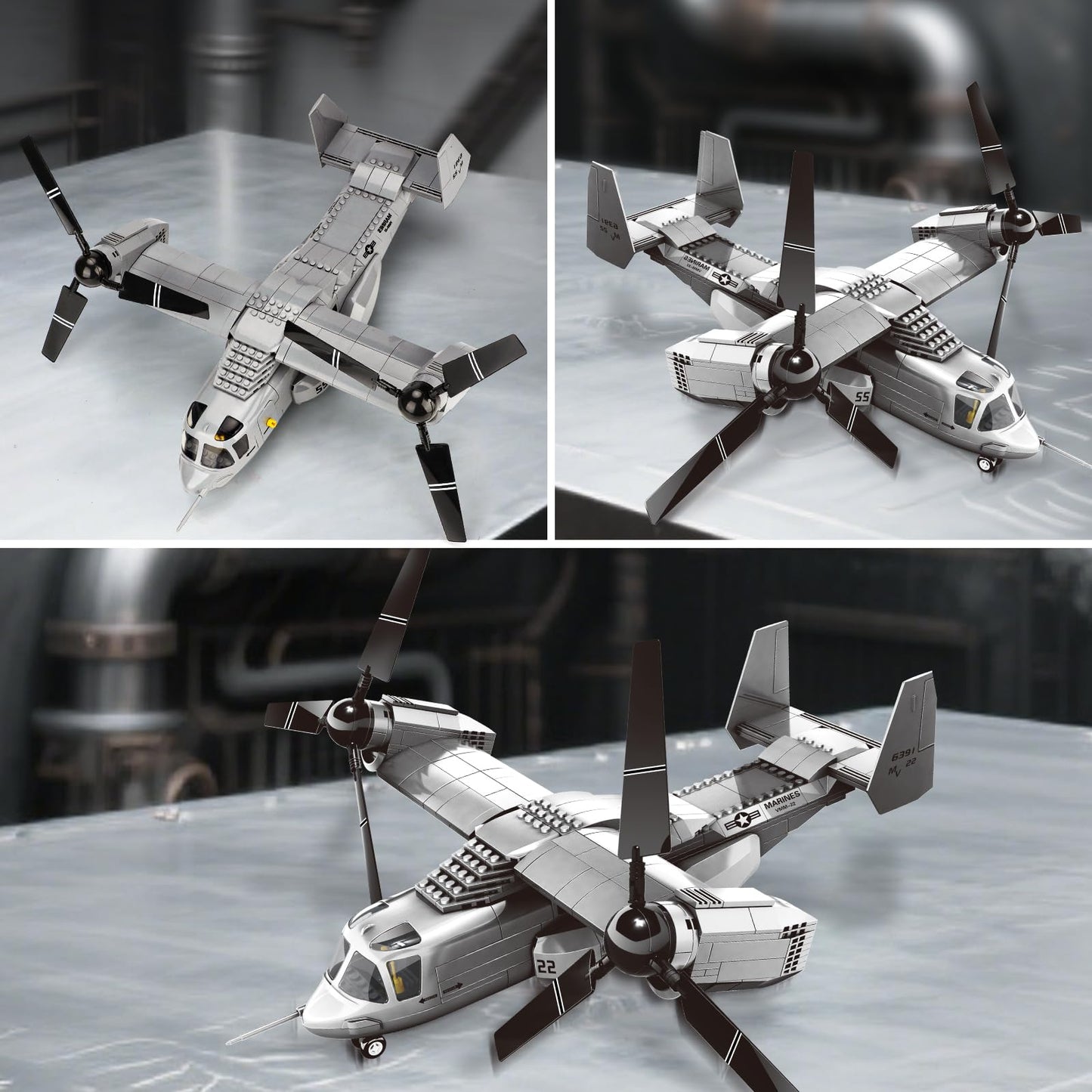 YYKNGYI V22 Tiltrotor Aircraft Building Block Set, Military Transport Plane Model- Compatible with Lego Military (460 PCS)