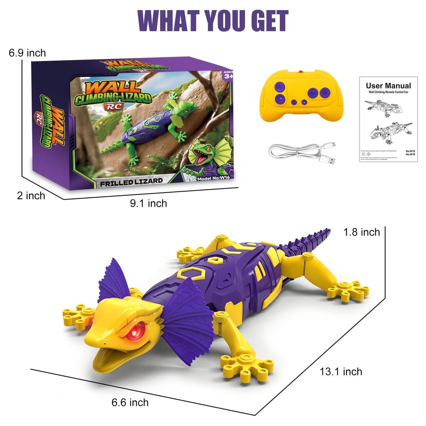 Fistone RC Wall Crawler Gecko, Glow in The Dark Lizard, Rechargeable Remote Control Robot Fun Kids Toys