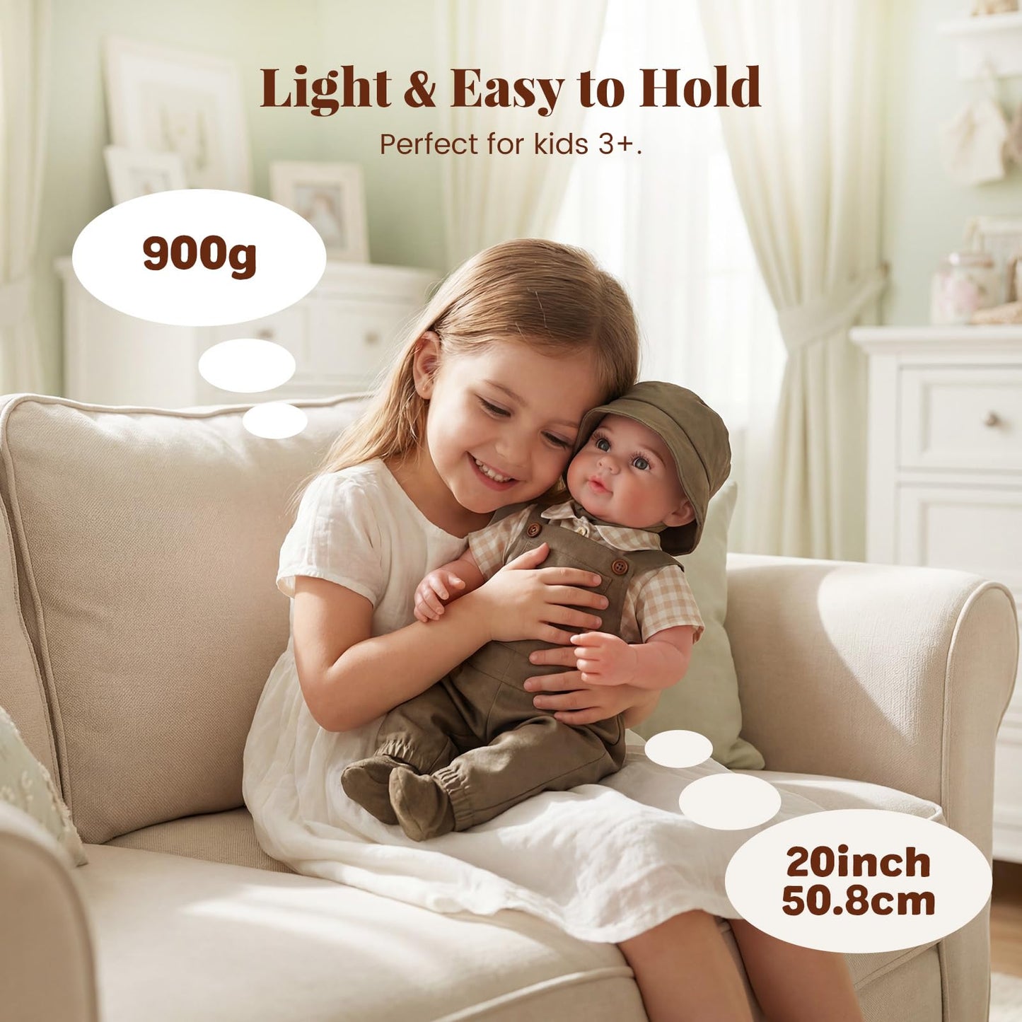 BABESIDE Lifelike Reborn Baby Dolls Boy - 20 Inch Soft Body Realistic-Newborn Handmade Real Life Baby Dolls with Clothes and Toy Gift for Kids Age 3+