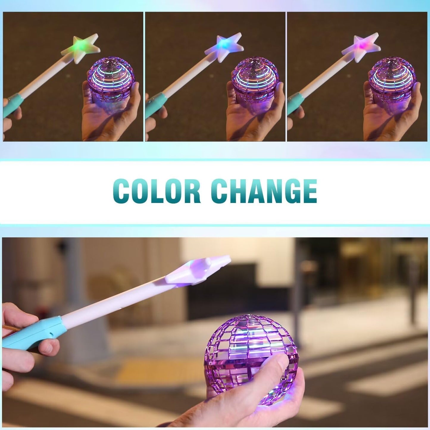 ATHLERIA Pink Flying Orb Ball with Wand,Cool Stuff Gadgets Christmas Birthday Presents Toys for Boy Girl Teens 6 7 8 9 10+ Year Old, Hover Boomerang Mini Drones for Kids,Flying Spinner