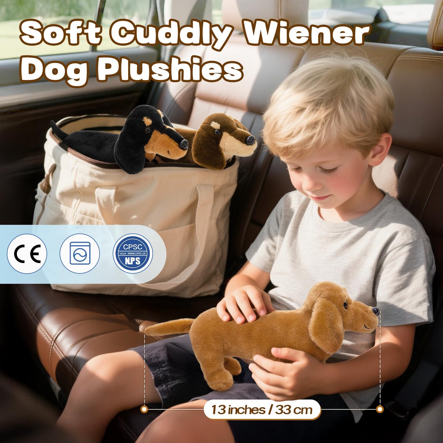 MorisMos 3 Packs Dachshund Stuffed Animals in Bulk,13'' Realistic Weiner Dog Toys for Kid Girl Boy Adult,Lifelike Weiner Dog Puppy Plushies,Bulk Small Stuffed Animal Dachshund Gifts for Birthday Party