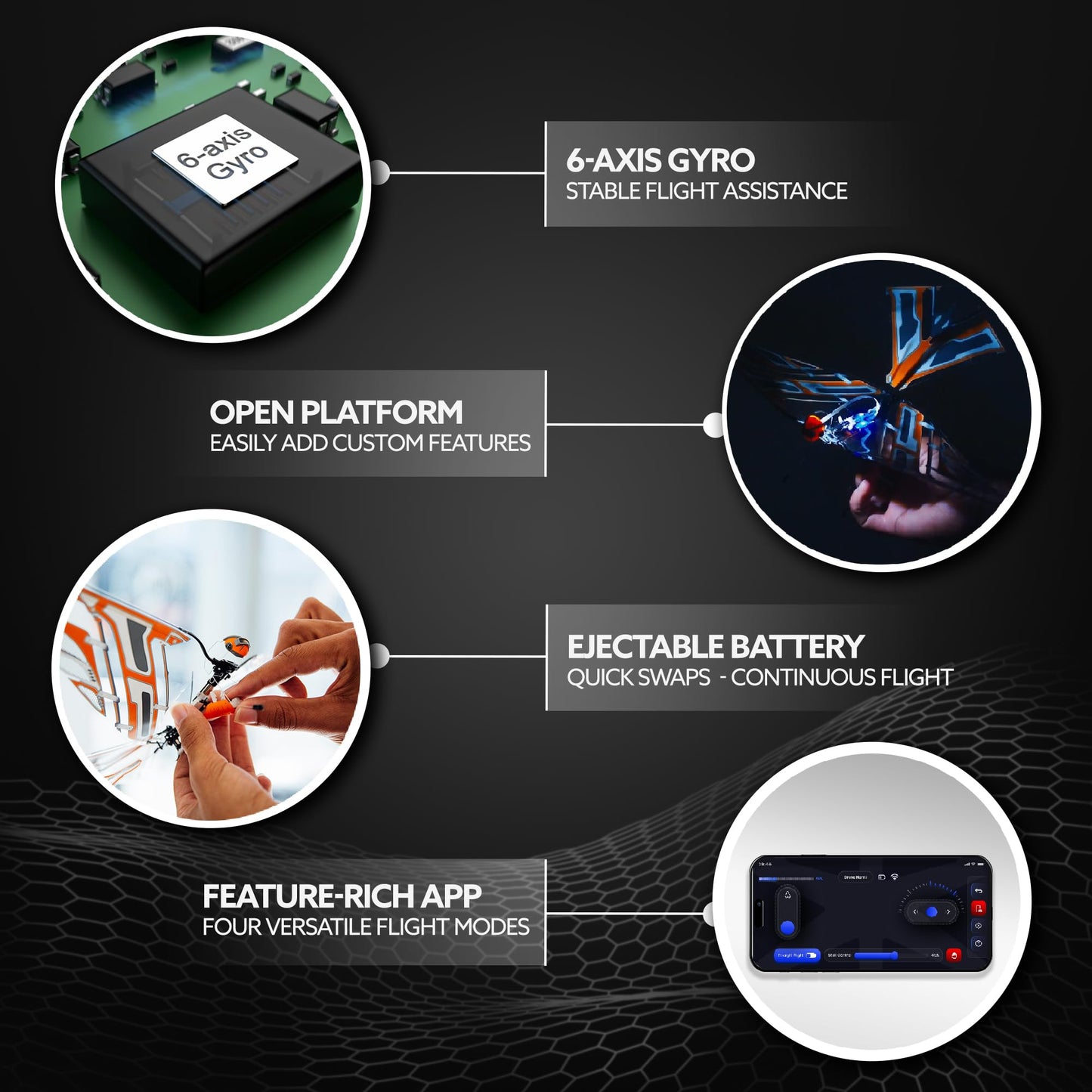 X-Fly Bionic Bird - sensor assisted ornithopter drone | RC & smartphone controlled for iOS & Android| Easy to fly with Autopilot & 6-Axis Gyro Stabilizer | next-gen flapping wings | For pilots & beginners