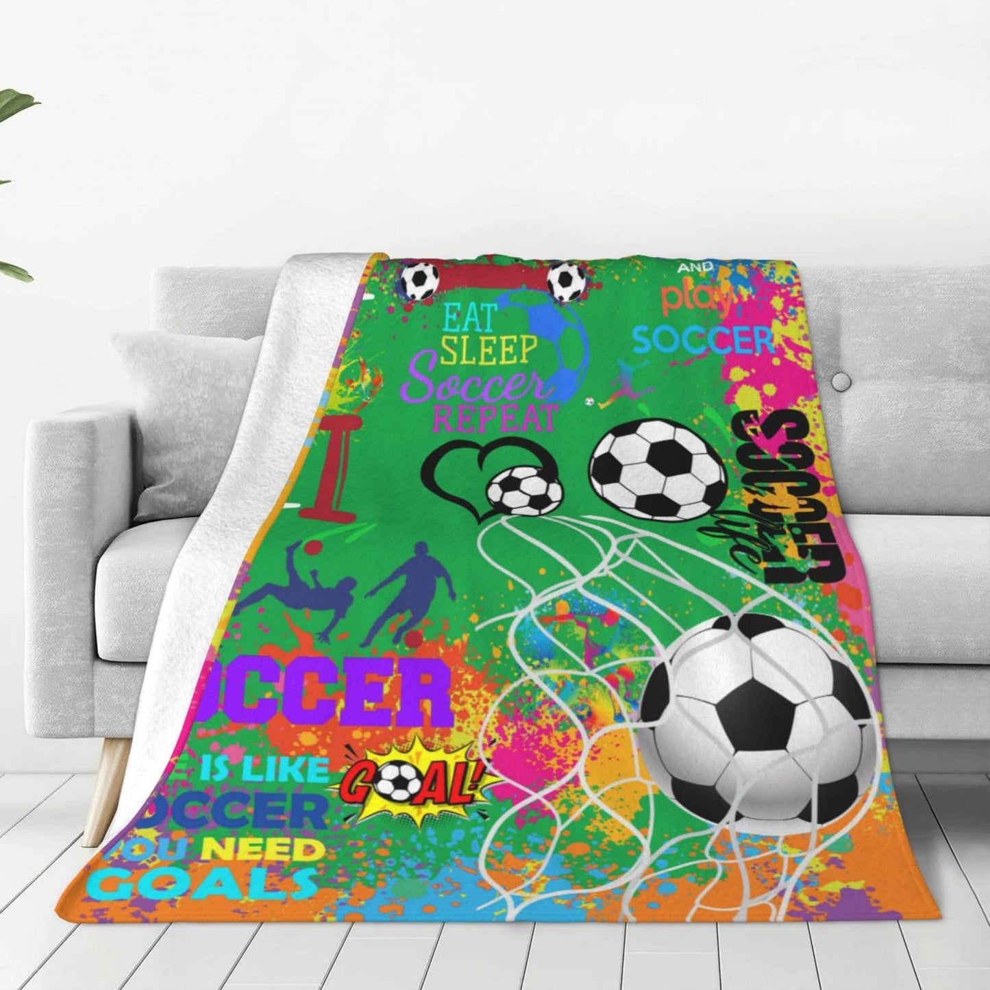 Soccer Blanket Gifts for Girls Women Ultra Soft Flannel Soccer Throw Warm Blanket for Soccers Lovers Gifts Adults Kids 50" X 40"