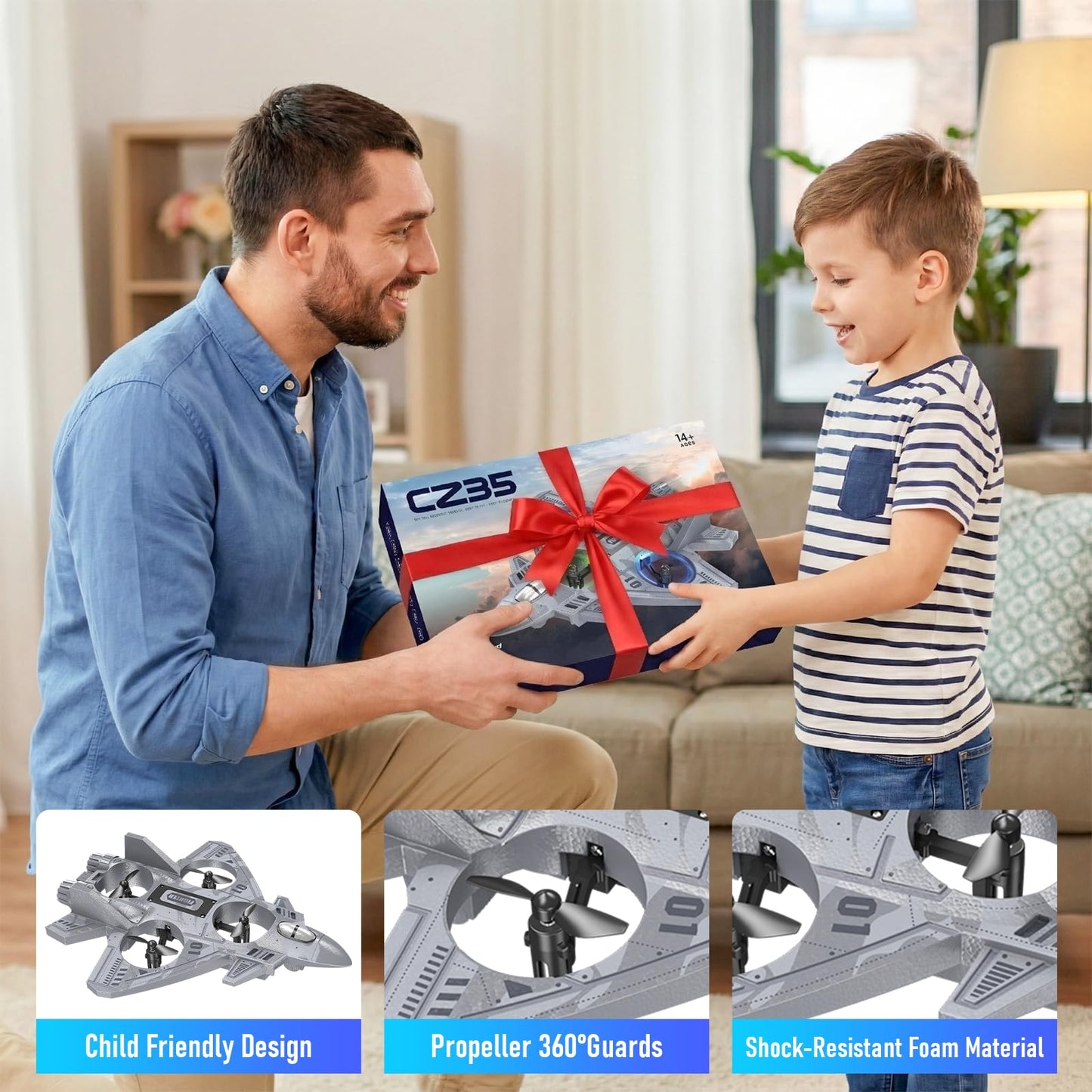 Liorbrix RC Plane Remote Control Airplane for Kids Aged 8+, RC Planes Foam Drones for Adult Kids, Fighter Jet Toy with Lights 360°Flip and Rotation Stunts, Airplane Toy Gifts for Boys