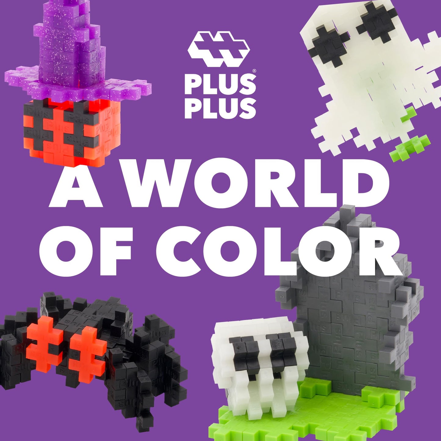 PLUS PLUS 240 Piece Spooky Mix Tube - Mini Interlocking Building Blocks Set, Stem Toys for Kids - Sensory Bin Fillers/Math Manipulatives Classroom Must Haves Gifts for Boys & Girls