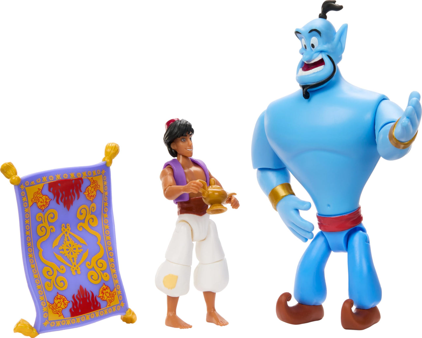 Disney Aladdin Storytellers Pack of 3 Figures Genie, Aladdin and Magic Carpet, Cave of Wonders Authentic Posable Movie Toys 4 Inch Scale