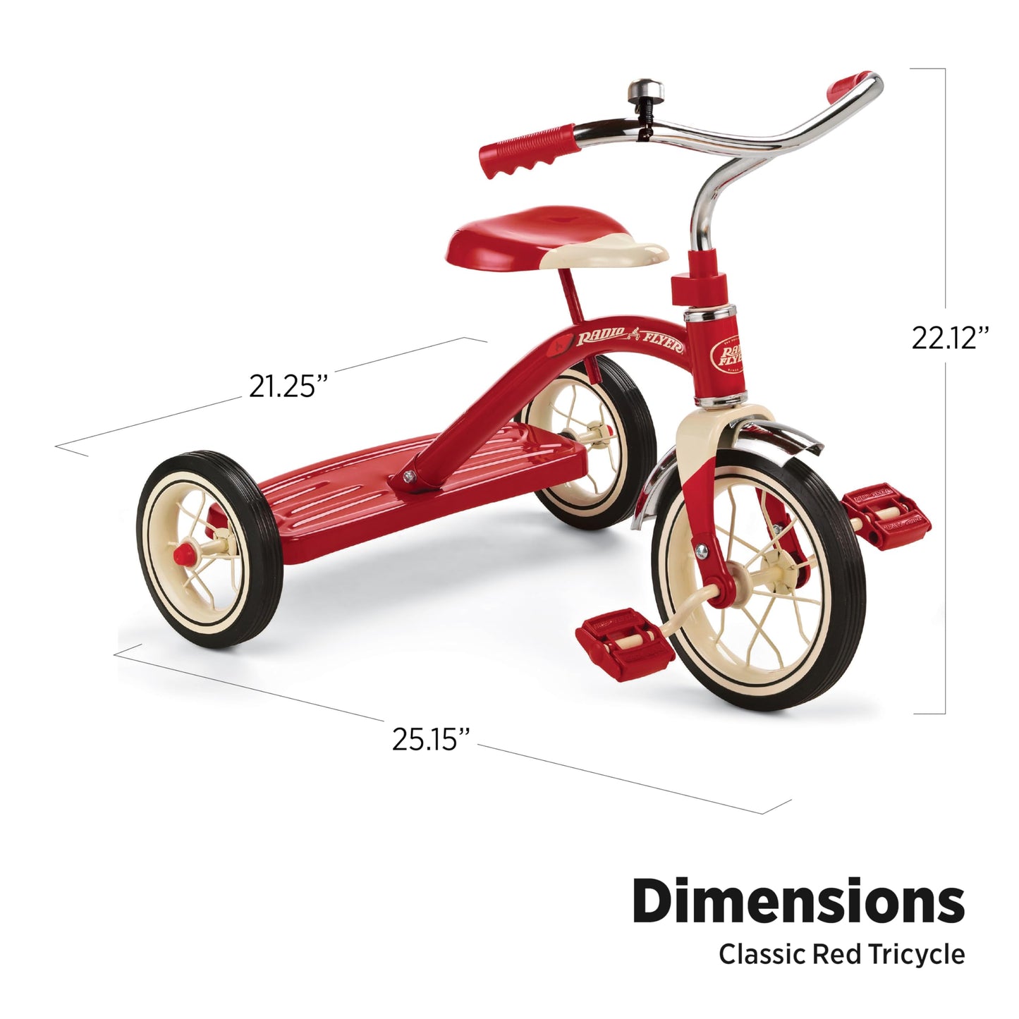 Radio Flyer Classic 10 Inch Toddler Tricycle with Rubber Tires and Steel Frame, Red
