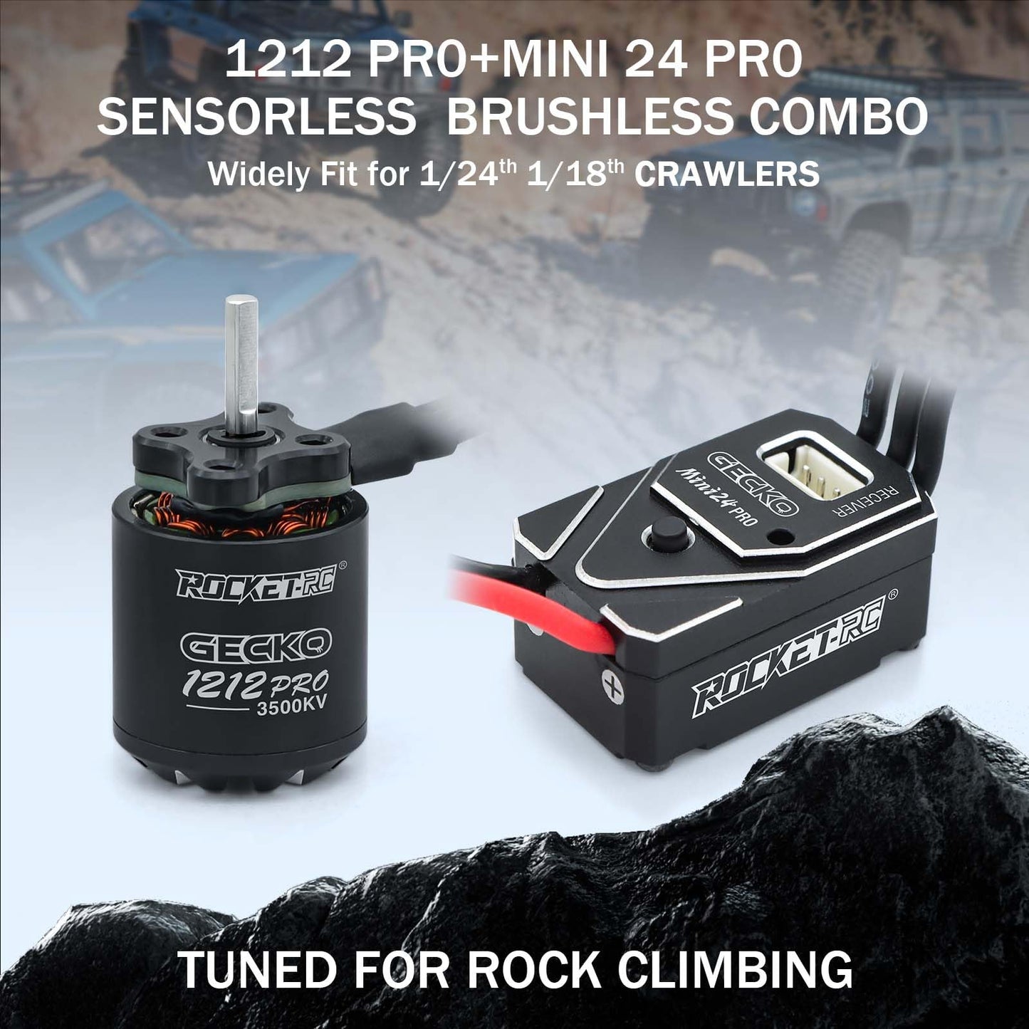 Surpass Hobby 1212 Pro 3500KV Outrunner Brushless Motor and 25A Waterproof Brushless ESC for 1/18 TRX4M Ascent-18 Upgrade