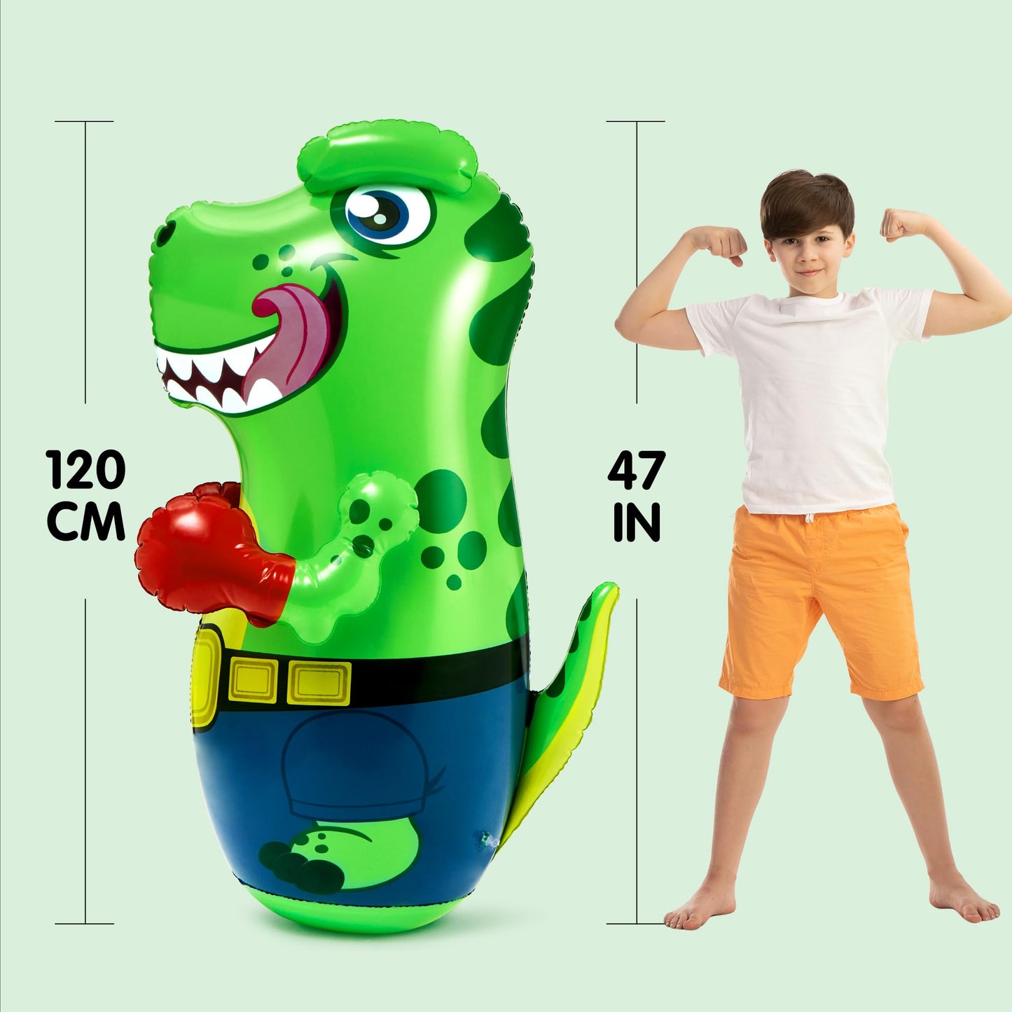 JOYIN Inflatable T.rex Dinosaur Bopper 47 Inches, Bop Bag Inflatable Punching Toy, Kids Punching Bag with Bounce-Back Action
