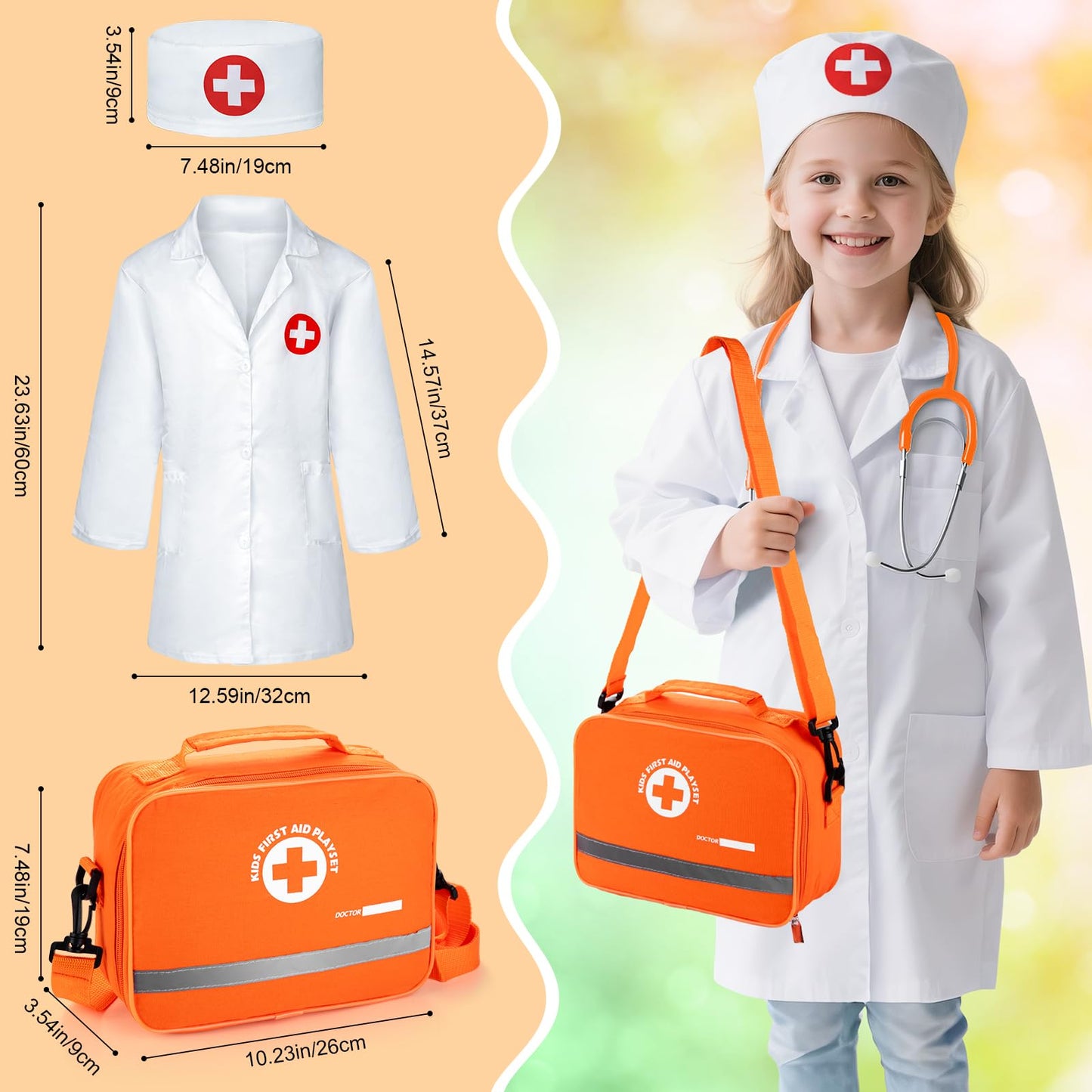Kids Dentist Play Set, Wooden Doctor Kit for Toddlers 3-5 with Real Stethoscope, Removable Teeth, Braces & Storage Bag, Pretend Play Dental Playset Medical Kits Toys Gifts for 3 4 Year Old Girls