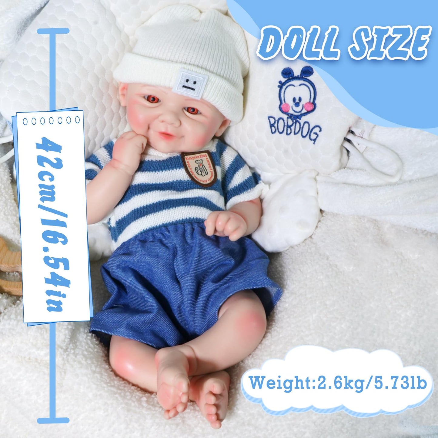 Maletofe Realistic Reborn Baby Doll, 17 Inch Silicone Baby Doll Girl, Full Body for Boys and Girls, Clothing Accessories Included, Kids Gift Set (Itian - Lvory)