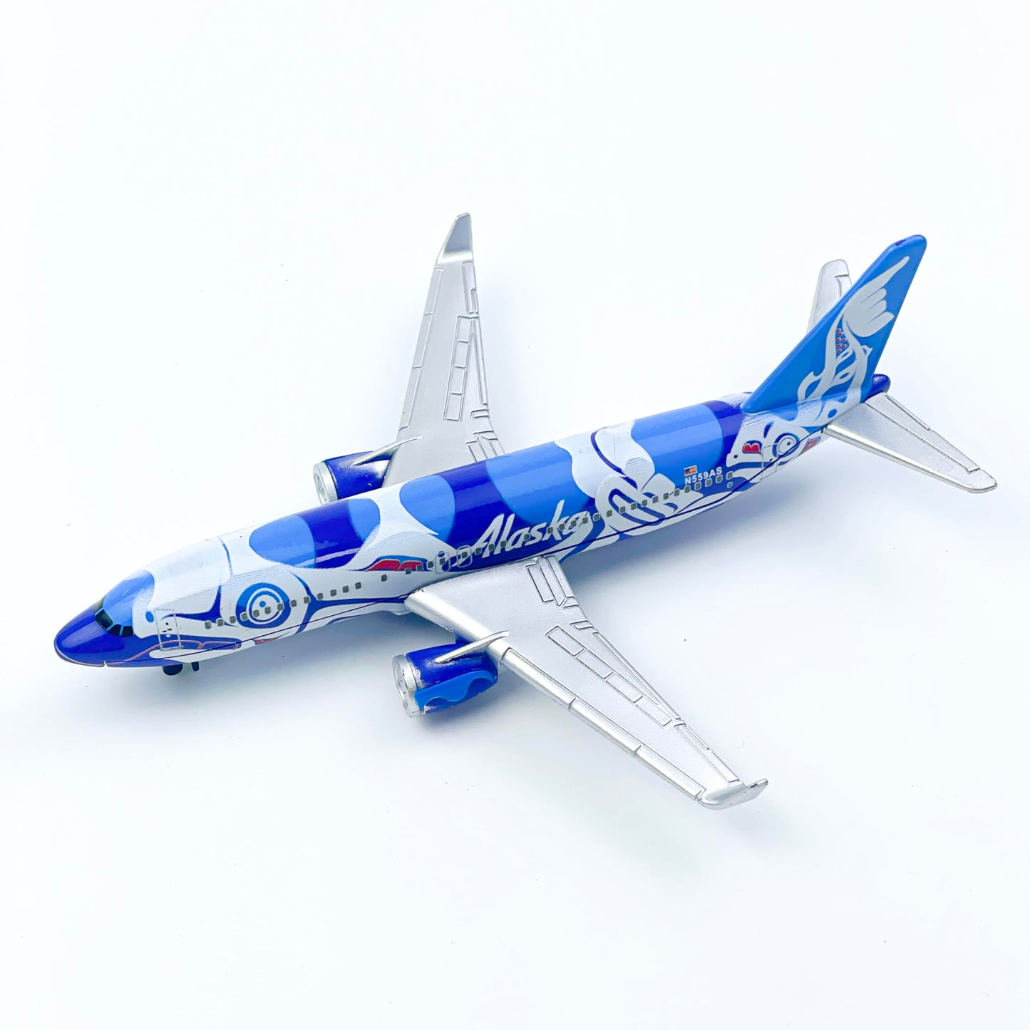 WngAur Airplane Model, Alaska Fishprint Painting Aircraft Livery, Die-cast Metal Planes Suitable for Collection and Desktop Decor