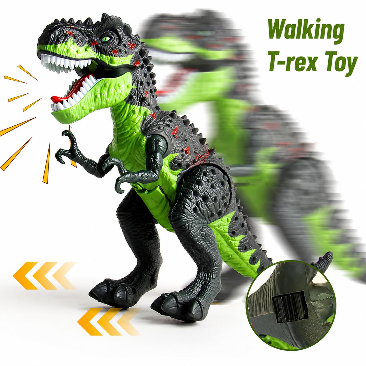 Unimoly Electric Walking T-Rex Dinosaur Toys for Kids 3-5, Realistic Roars & Flame Light Dinosaur Gifts for Boys Girls Toddlers Ages 3 4 5 6 7