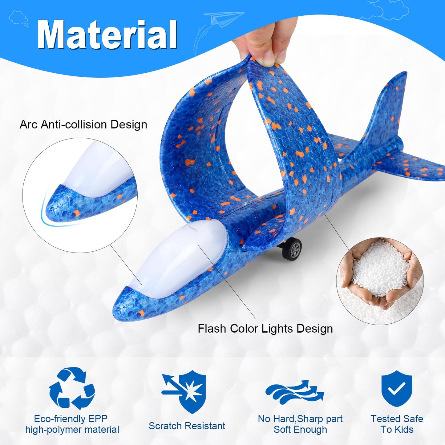TAOTENDAR Airplane Launcher Toys,3 Pack 13.2'' LED Foam Glider Catapult Plane Toy for Boys,2 Flight Modes Outdoor Flying Toys Birthday Gifts for Boys Girls 3 4 5 6 7 8 9 10 11 12 Year Old