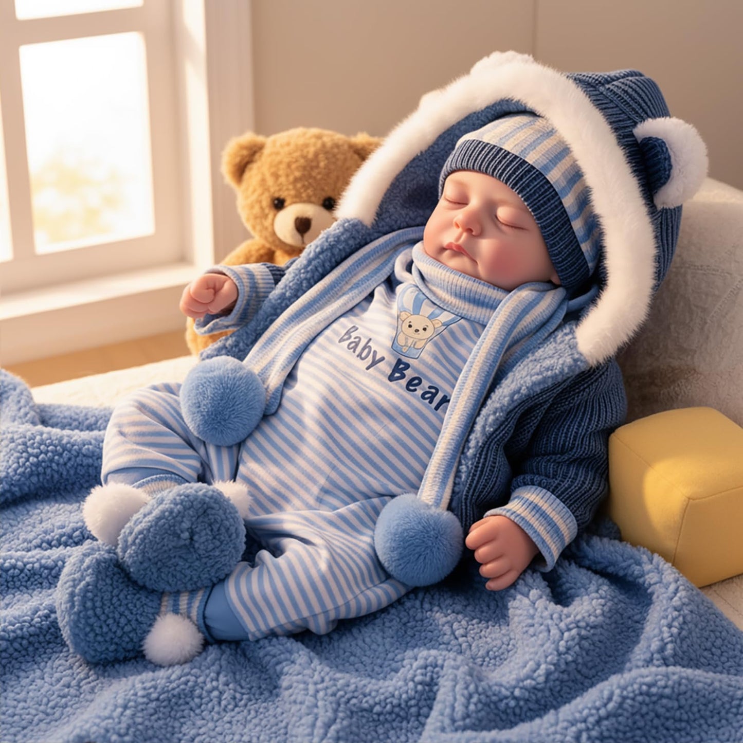 BABESIDE Lifelike Reborn Baby Dolls Boy, 20 Inch Realistic Real Life Baby Poseable Newborn Doll Boy Soft Vinyl and Cloth Body Baby Dolls with Clothes and Toy Gift for Kids Age 3+