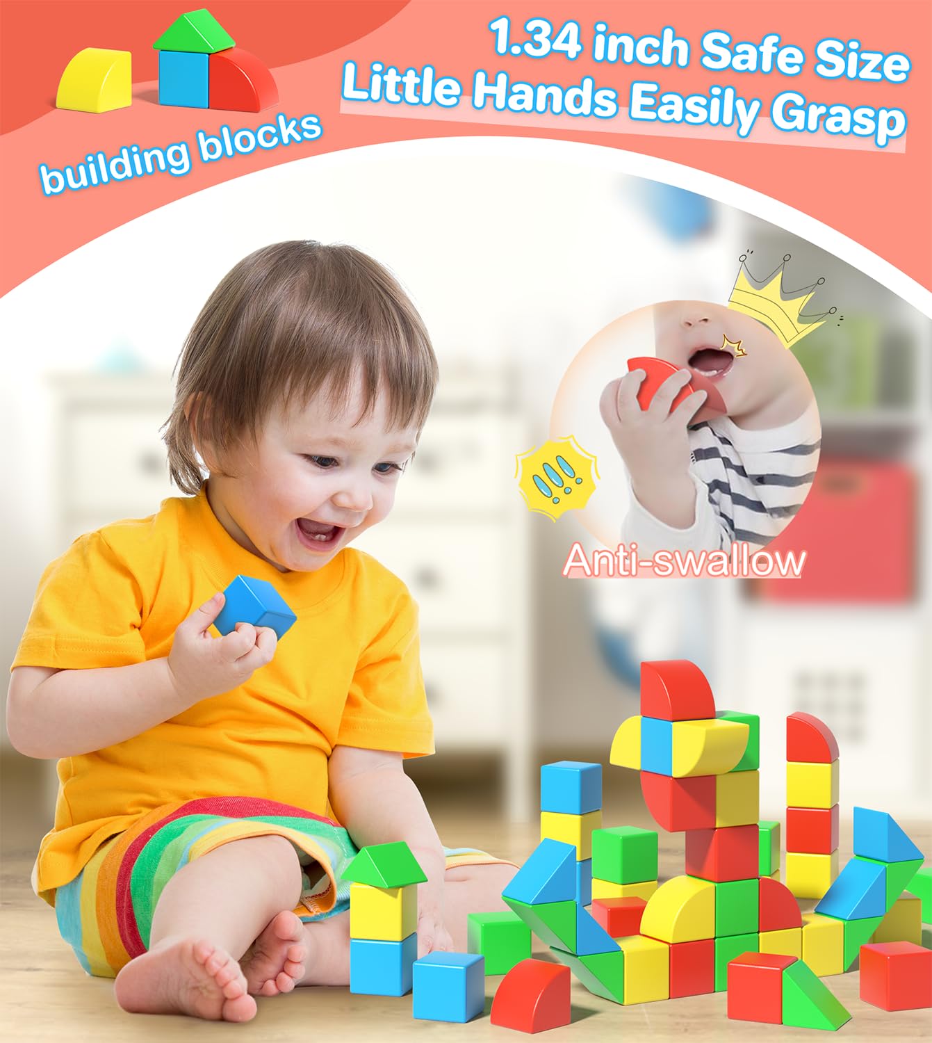 Asago Magnetic Blocks for Toddlers, 1.34 inch 36PCS Kids Building Toys, Creative Stacking Colorful Sensory Block with Magnet, Educational Construction Cubes Set for Boys Girls Kids Ages 3 4 5 6 7 Year