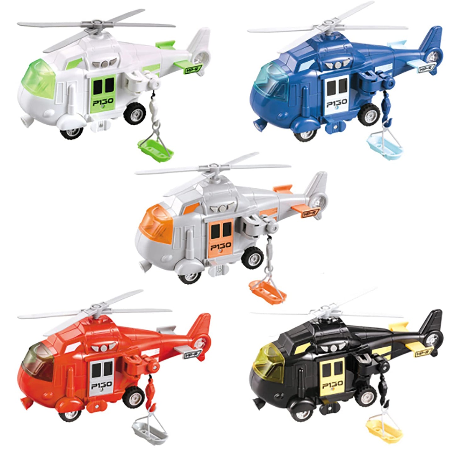 OMGTOY Military Helicopter, Airforce Airplane Toy with Hanging Basket Lights and Sounds for Kids(Red)