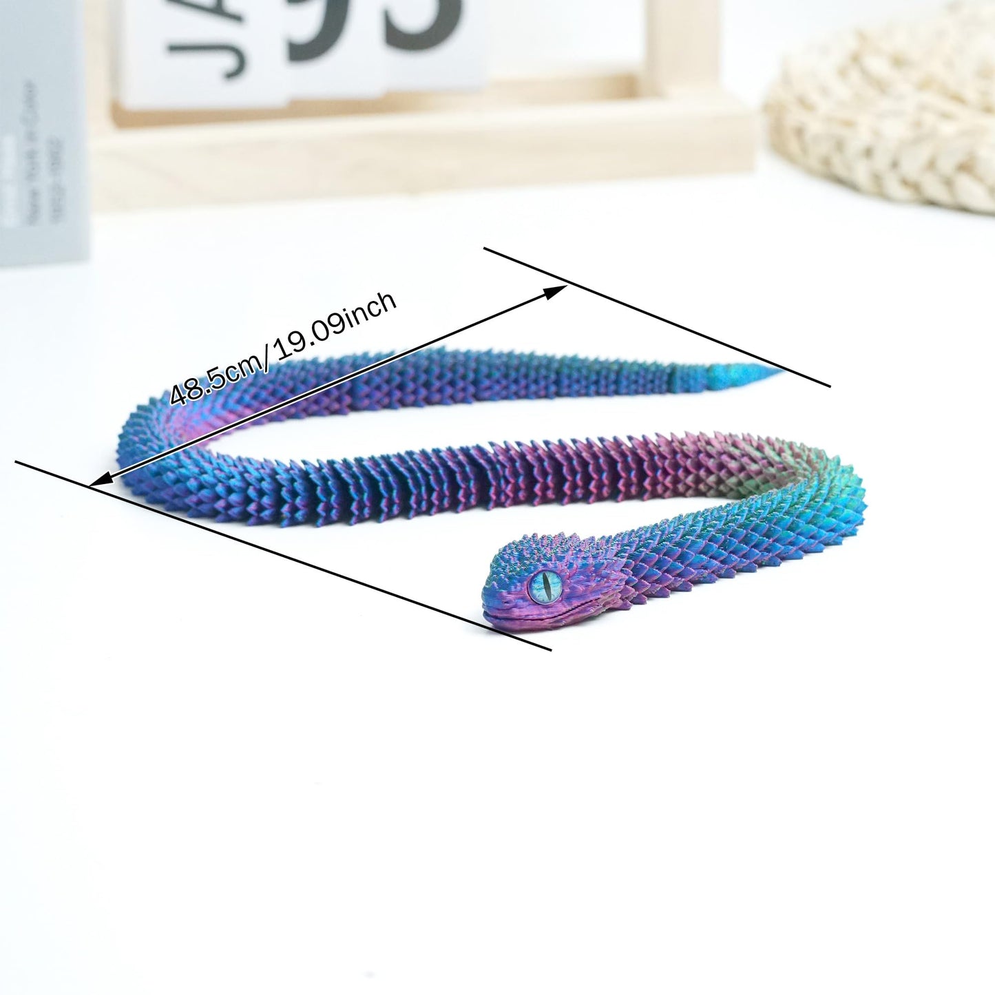 3D Printed snakeToys Model, Flexible Joint Animal lace Statue, Fidget restlessness, ADHD Toy, Surprise Fantasy Easter Gift for Kid Boy Girls (RB)