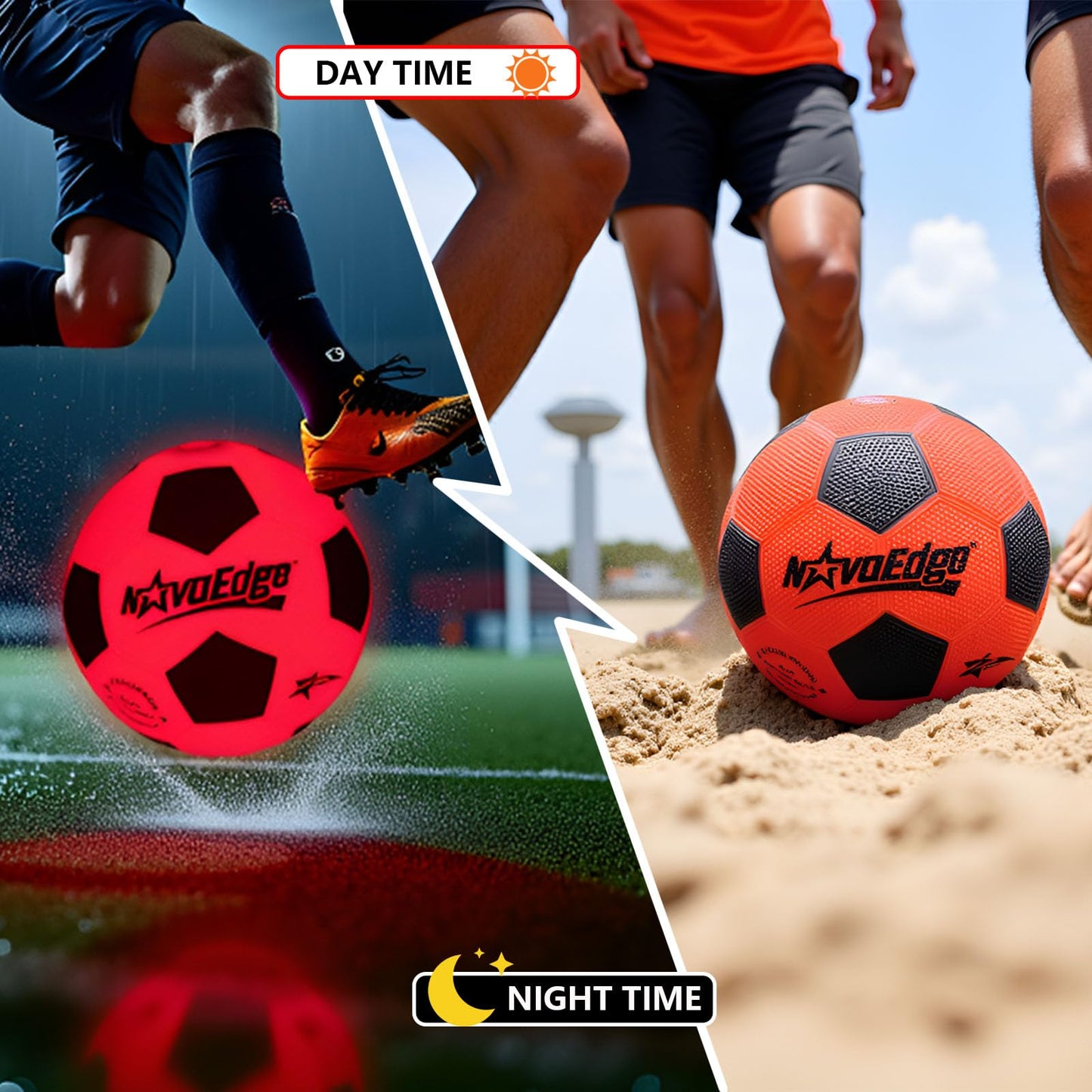 NovaEdge Glow in The Dark Soccer Ball | USB-C Rechargeable LED Light Up Ball | Official Size 5 for Kids & Adults | Gift for Boys & Girls Ages 6+ | Indoor Outdoor Night Games