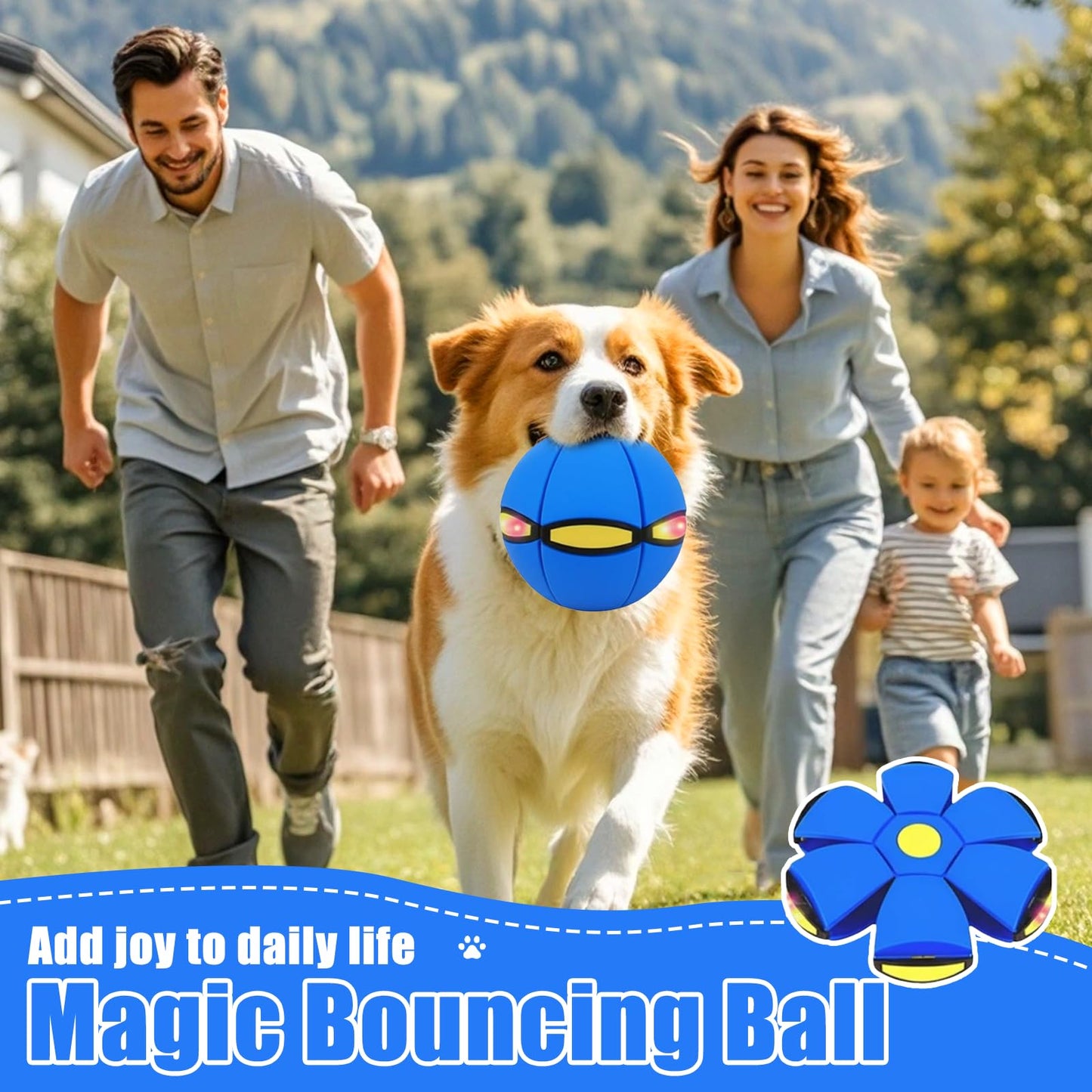 Magic Bouncing Ball LED Transforming Bouncing Ball & Flying Saucer with 6 Colorful Lights Christmas Birthday Gifts