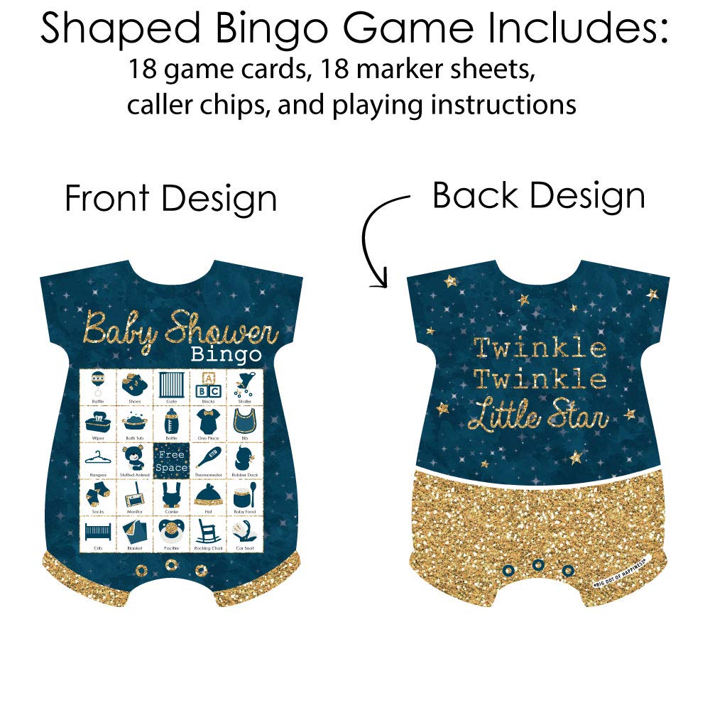 Big Dot of Happiness Twinkle Twinkle Little Star - Picture Bingo Cards and Markers - Baby Shower Shaped Bingo Game - Set of 18