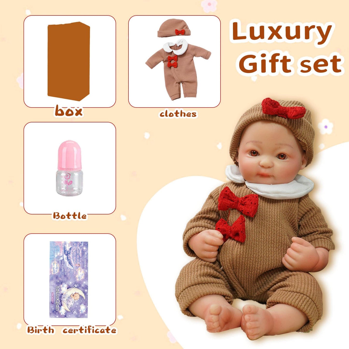 YaLuoQian Realistic Reborn Baby Dolls-11.8 inch Silicone Reborn Baby Dolls Full Body Newborn Baby Doll Silicone Girl with Clothes Set Gift Box for Kids Age 3+