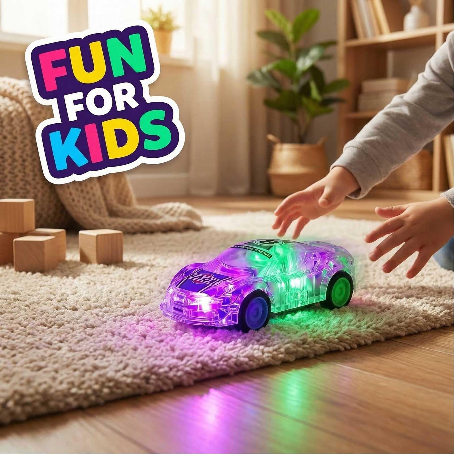 LIDI 2 Pack LED Ligh Up Pull Back Cars Toys, Light up Race Car, Age 3+ Kids Boys and Girls Birthday Gifts