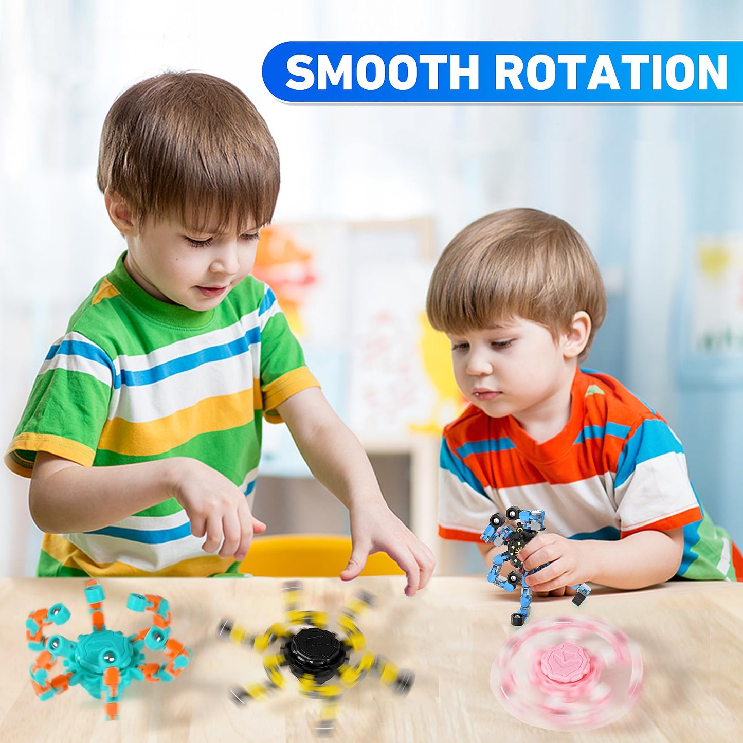 Easter Basket Stuffers Transformable Fidget Spinners,9PCS Funny Sensory Fidget Toys Deformable Chain DIY Robot Spinner,Fingertip Stress Relief Gyro Toy Kids Easter Basket Stuffers Party Favors