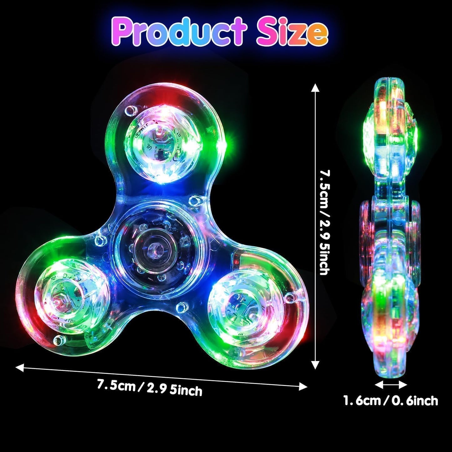 Gigilli Fidget Spinners 12 Pack, Light Up Bulk Fidget Spinners, Classroom Prizes Return Goodie Bag Stuffers, Glow Party Favors
