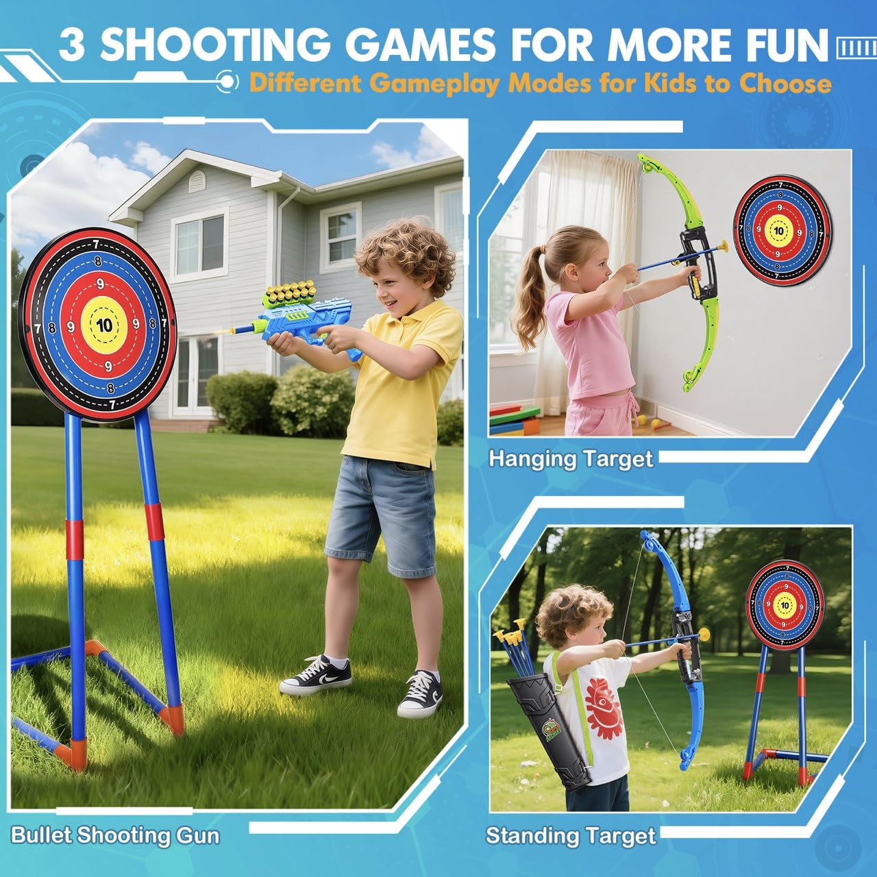 polokping 2 Pack Bow and Arrow Toy for 5 6 7 8 9 10+ Year Old Boys, Ideal Gift for Kids, Indoor Outdoor Shooting Game Toy for Ages 4-8 8-12, LED Light Up Archery Set with 12 Suction Cup Arrows