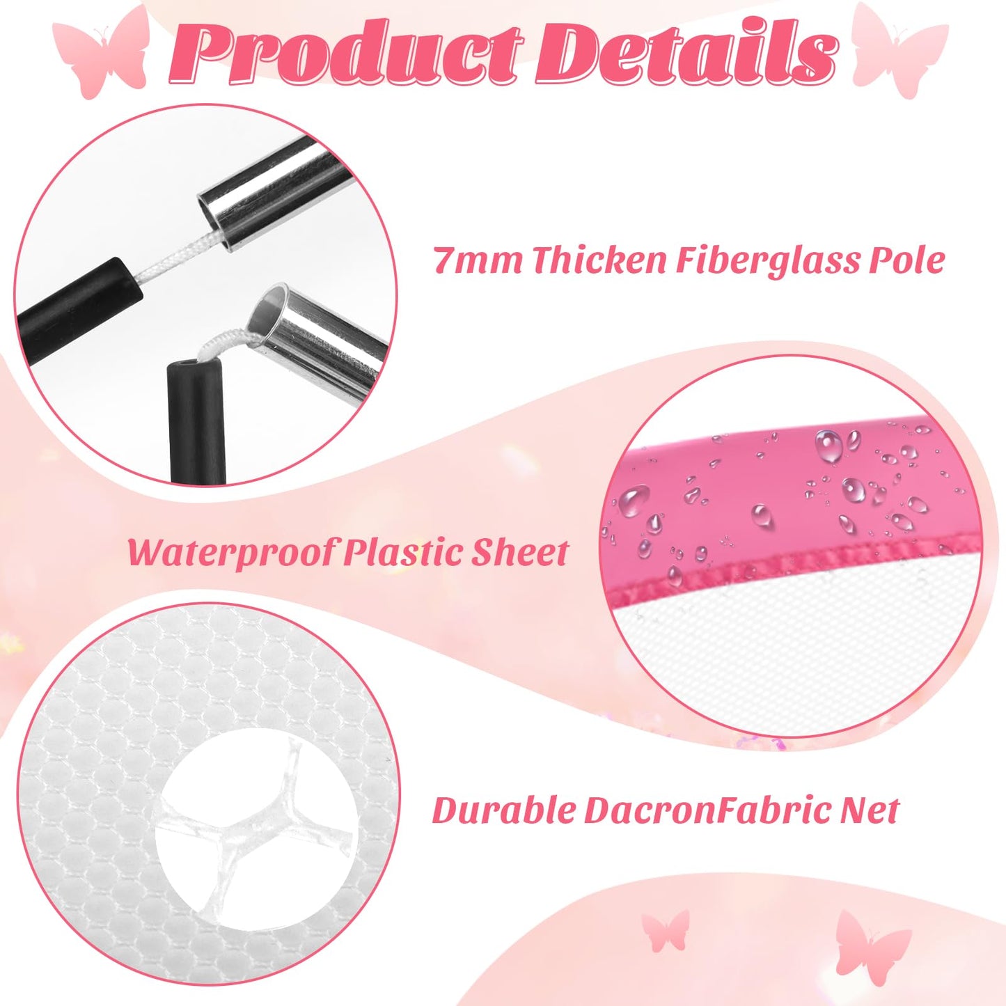 Kids Soccer Goal Set with Size 2 Pink Glitter Butterfly Soccer Ball and Pump 2x1.5ft Portable Butterfly Print Soccer Nets for Toddlers Ages 3-5 Indoor Outdoor Backyard Training Gift Boys Girls