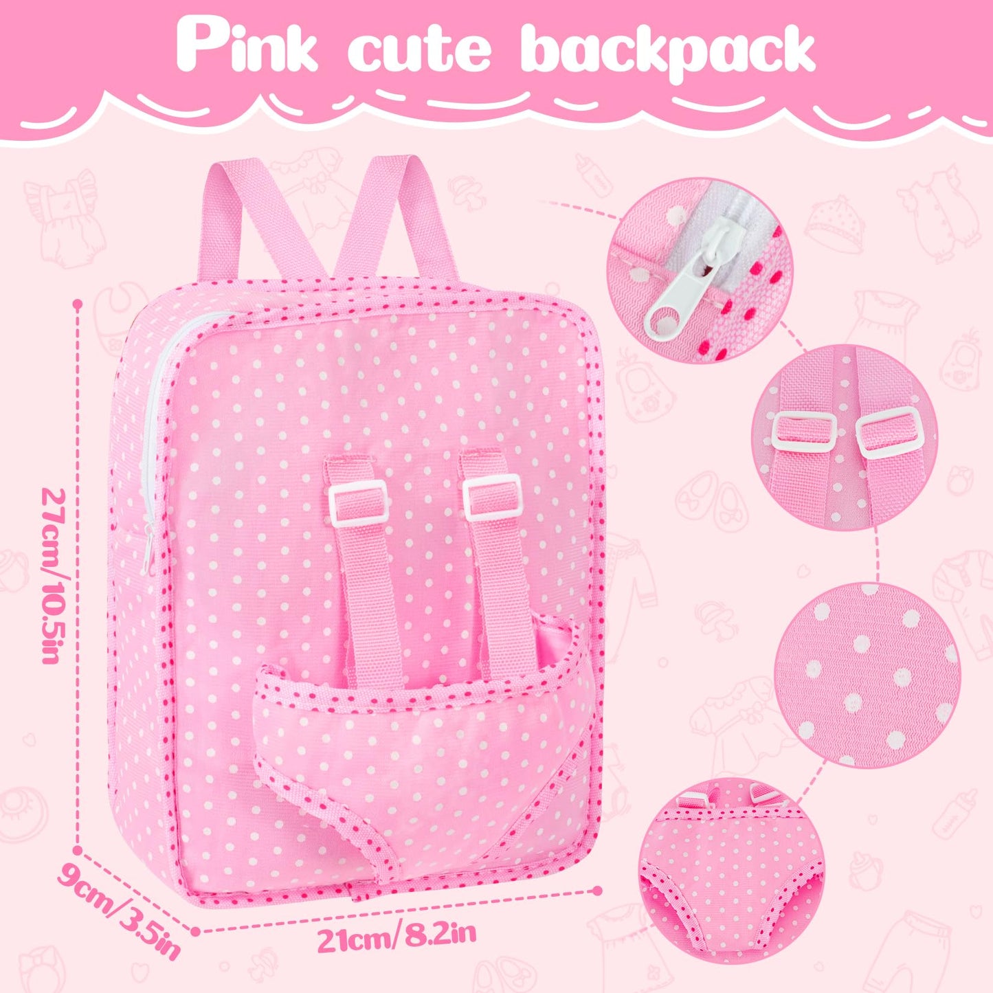 Mastom 12'' Baby Doll Playset with 4 Outfits Backpack, 12 Inch Realistic Baby Dolls with Clothes Backpack and 2 Bottles Bib Quilt Nipple Socks, Pretend Play Baby Doll Gift for Toddlers Girls Age 3+