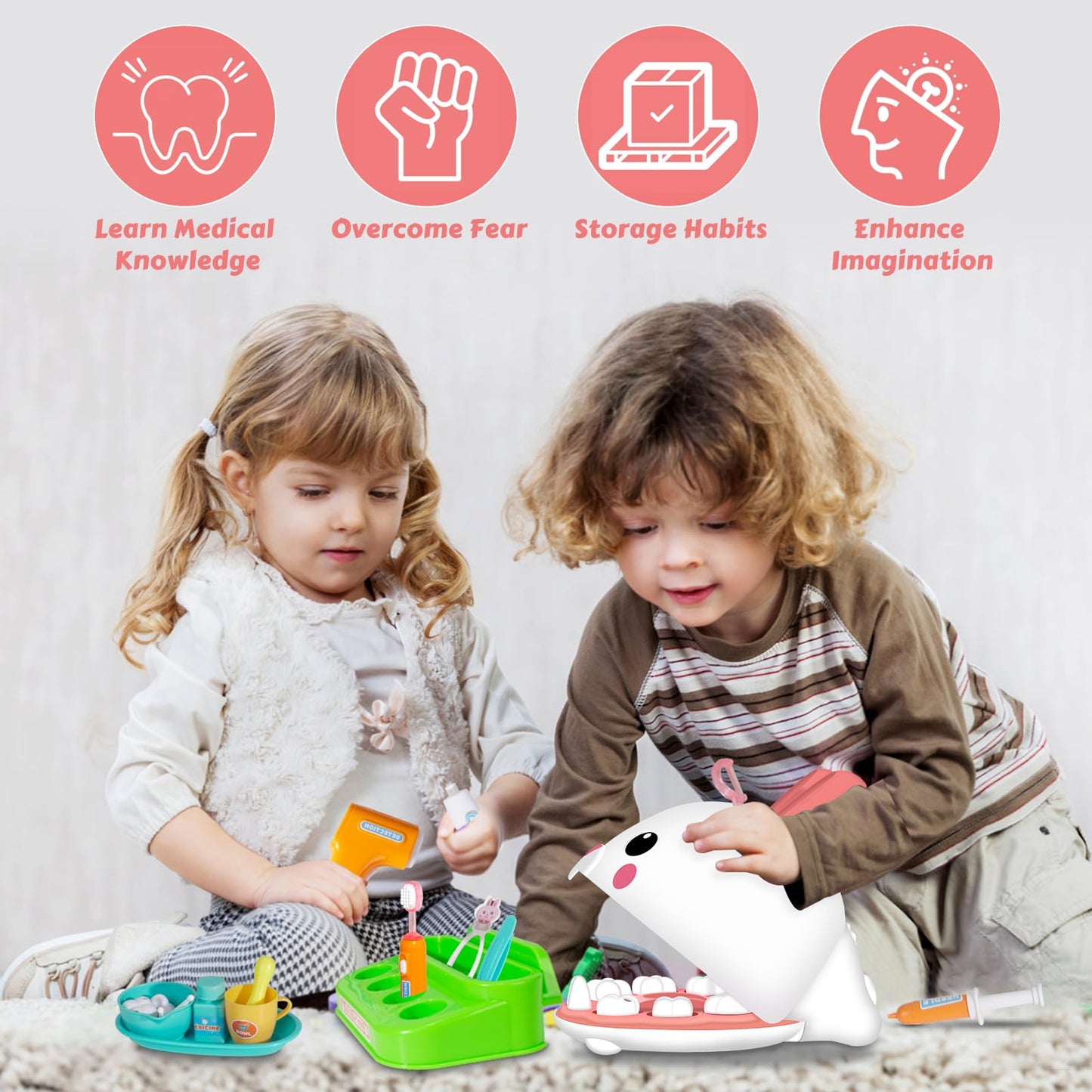 Easter Gifts for Kids - 31 Pcs Dentist Kit for Kids 3-5 Pretend Play Kit Toys for Role Play Pretend Playset Kit for Toddlers - Easter Basket Stuffers for Children