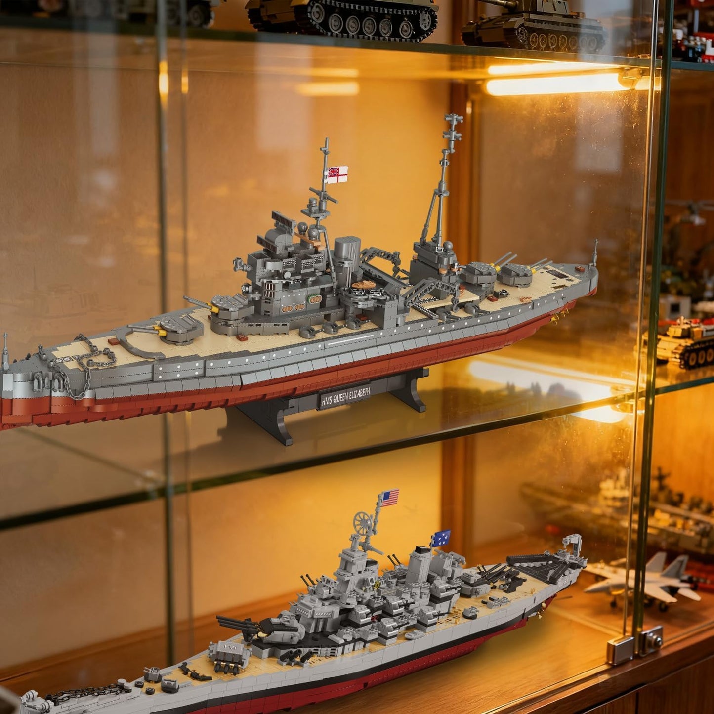 Military Series World War II Battleship Building Kit, 2277 Pcs Queen Elizabeth Class Battleship Compatible with Lego Military Army Set Adults WW2, Gift Boat Building Block Teens 14+ Model Home Decor
