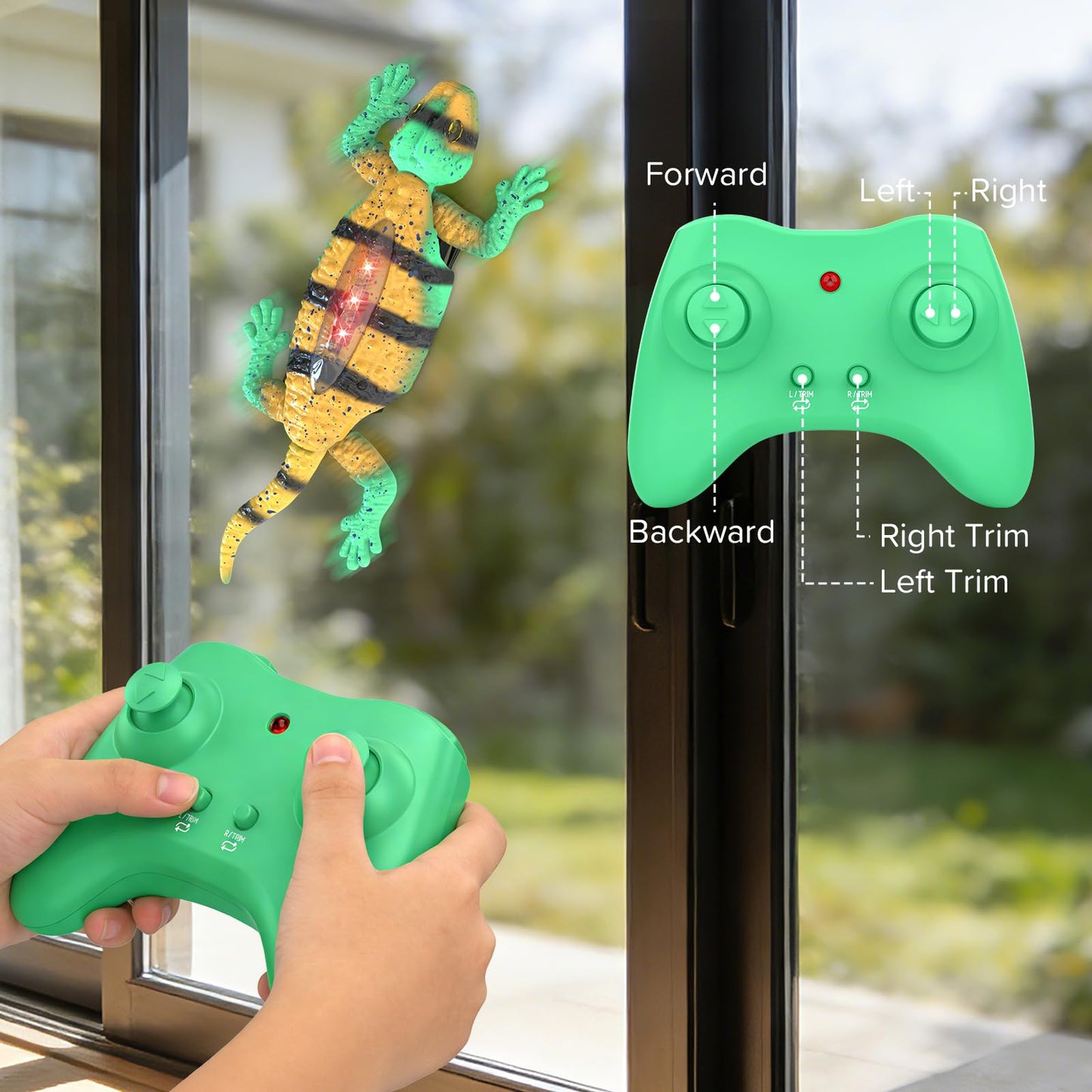 JESKH RC Wall Crawler Gecko, Remote Control Electric Lizard, Crawler Gecko with Glowing LED Light, Wall Climbing RC Robot Kids Toys for Boys & Girls Ages 3+ Years Up