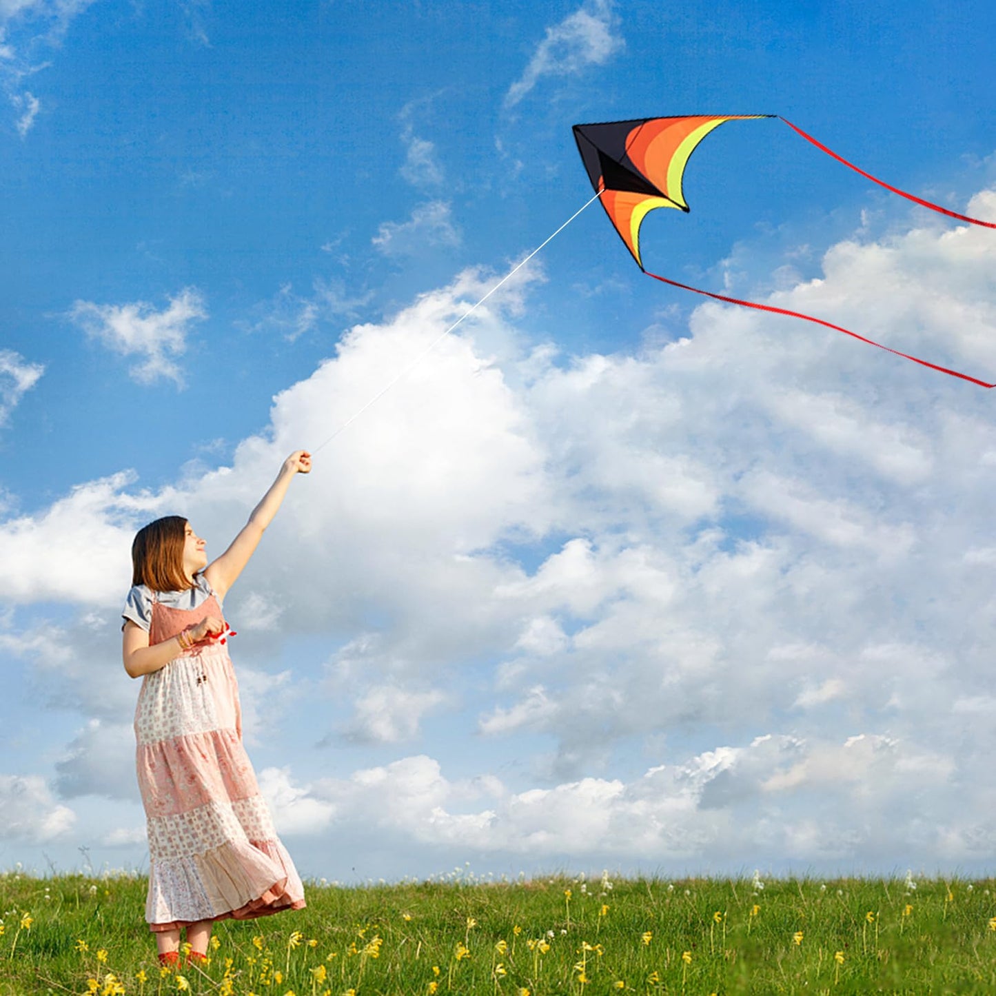 Mint's Colorful Life 3 Pack Delta Kites for Kids & Adults, Extremely Easy to Fly Kite, Best Kite for Beginner(Green & Yellow & Blue)