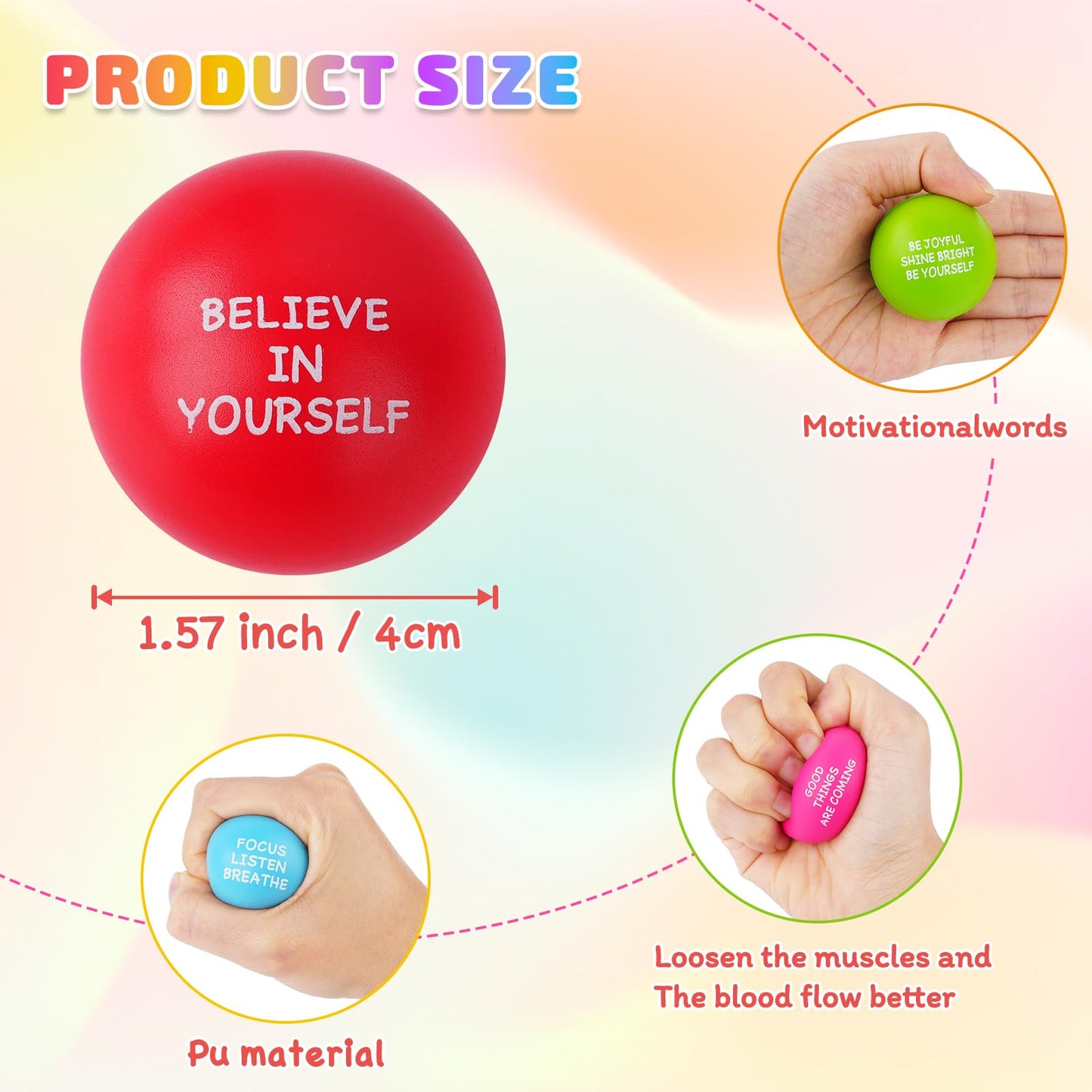 SHQDD Stress Balls for Adults, 100PCS Foam Stress Relief Toys for Kids & Adults, Bulk Squeeze Balls for Office Relief Employee Appreciation, Classroom Prizes, Student Gifts, Perfect Party Favors