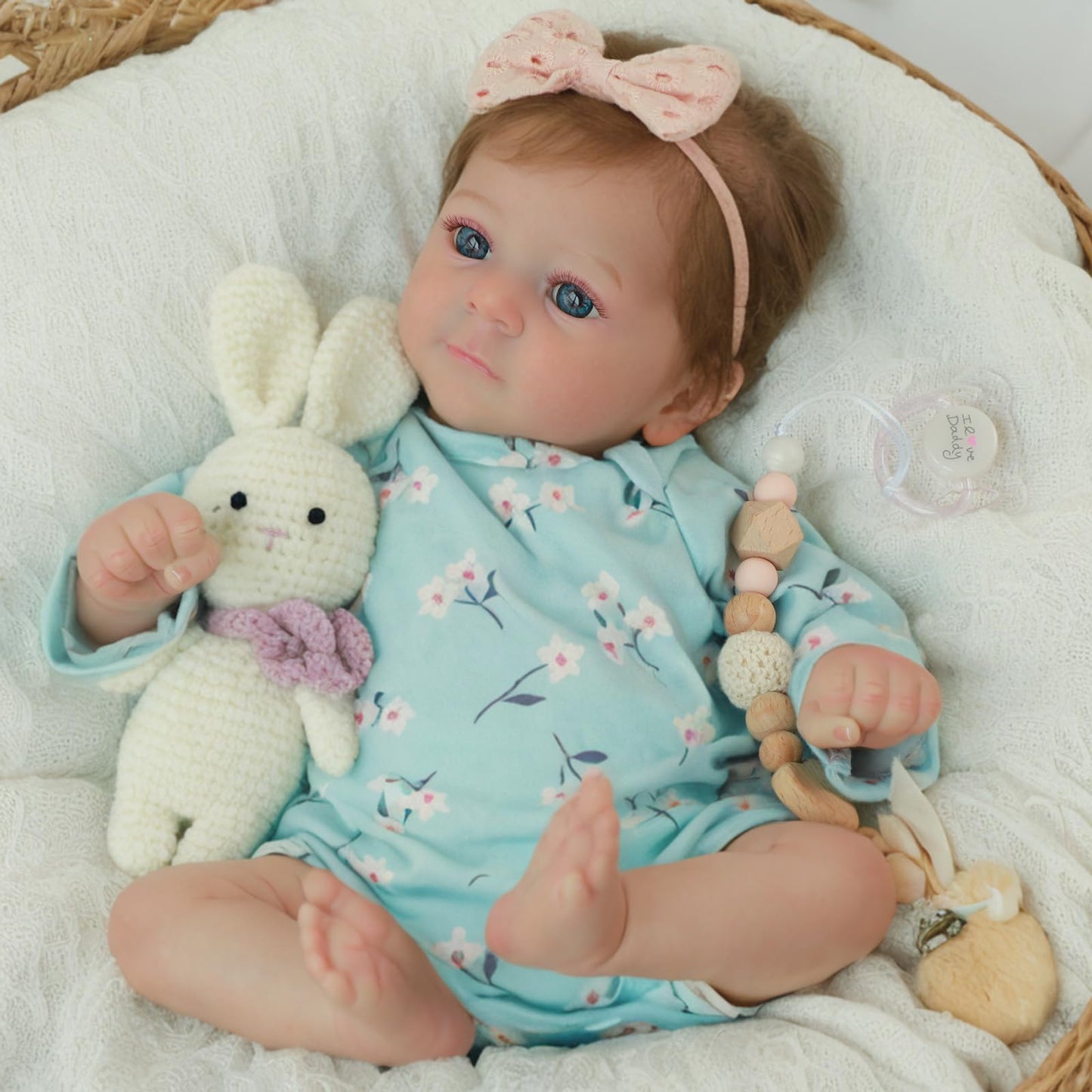 SCOM Lifelike Reborn Baby Dolls Girl - Felicia, 17-Inch Realistic-Newborn Baby Dolls with Weighted Soft Cloth Body, Real Life Cute Reborn Dolls with Gift Box for Kids Age 3+