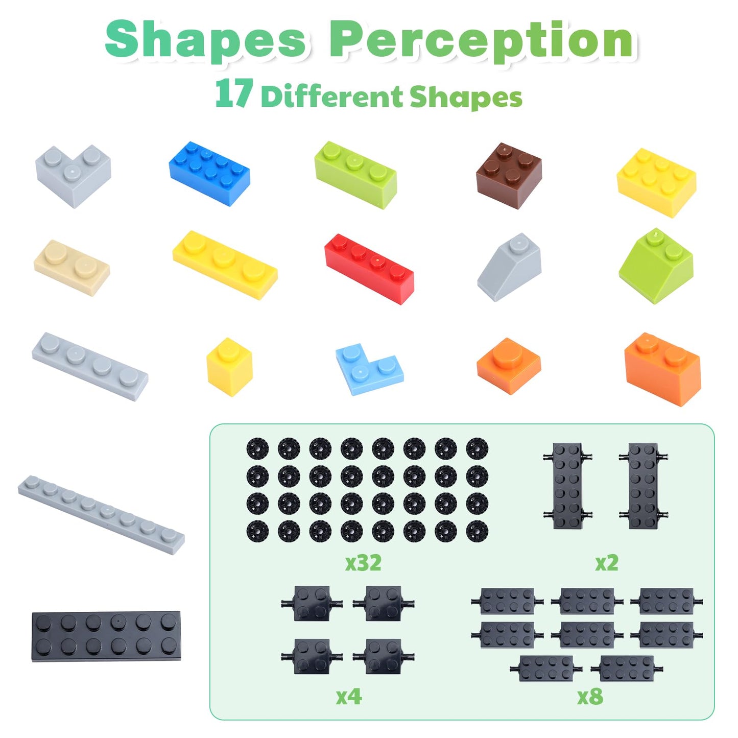 Lekebaby Classic 1546 Pieces Building Bricks with 46PCS Wheel Accessory Kit Basic Brick Set for Kids Creative Play, Compatible with All Major Brands, Educational Toy for Boys Girls 6 Years Old and Up