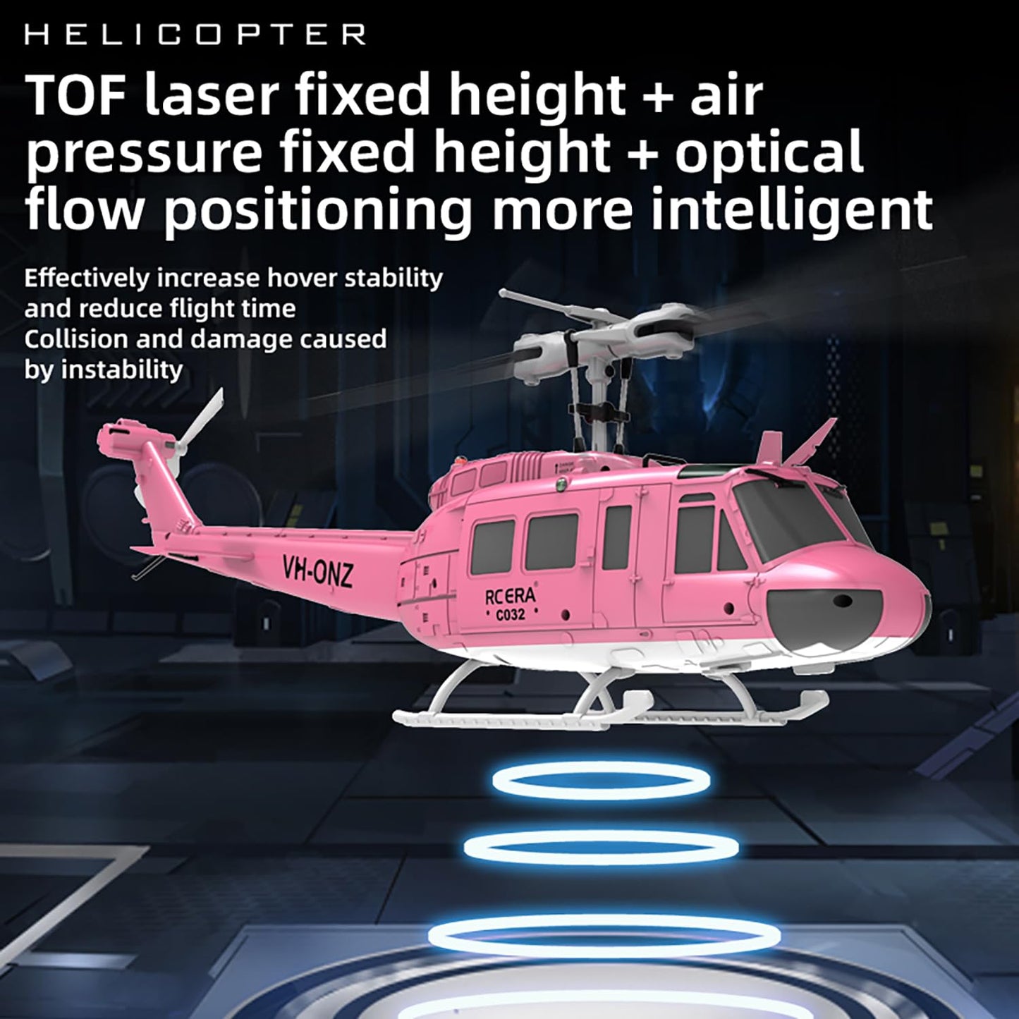 Ssccgym 315MM UH-1 Remote Control Helicopter Aircraft for Adults Expert 6CH C032 RC Heli Maintain Altitude Brushless Motor/Optical Flow Positioning/Fly Upside Down 3D Rolling (RTF 2Battery)