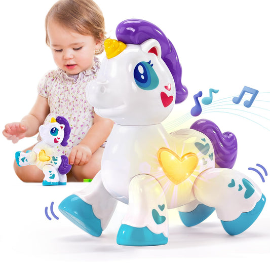 hahaland Unicorn Toys for 18-24 Month Old Girl, Light Up Musical Toddler Toys 1-2 Years, First Birthday Gifts for 1+ Year Old Baby Girl