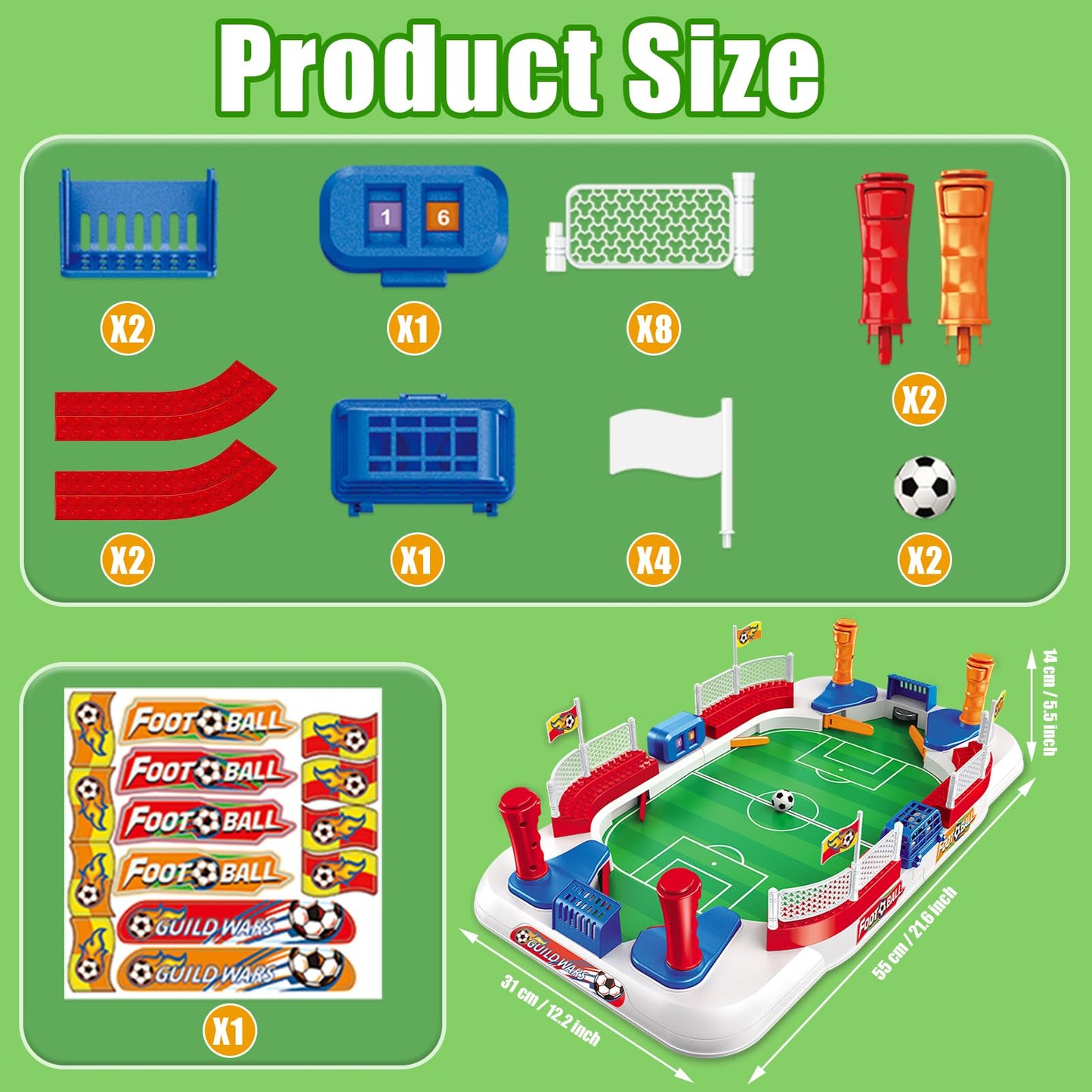 Mini Soccer Table Game for Kids - Football Board Games for 3 4 5 6 7 8 9 10 11 12 Year Olds - Pinball Interactive Indoor Sports Toys Birthday for Boys Girls Age 4-8 6-8 8-12