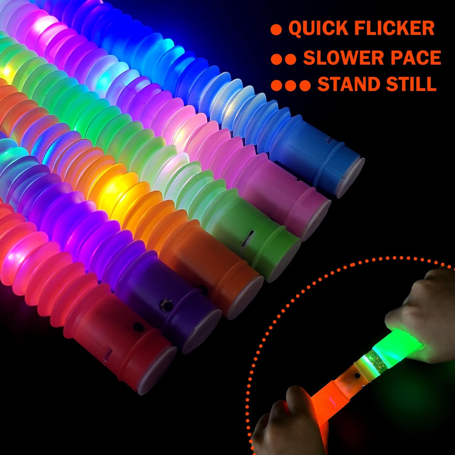 Glow Sticks Camping Toys Gifts for Kids 36 PCS, Light up Pop Tube Bracelet Necklace for Toddlers, Glow in the Dark Party Favors Decorations for 4th of July, Graduation Activities Prizes for Boys Girls