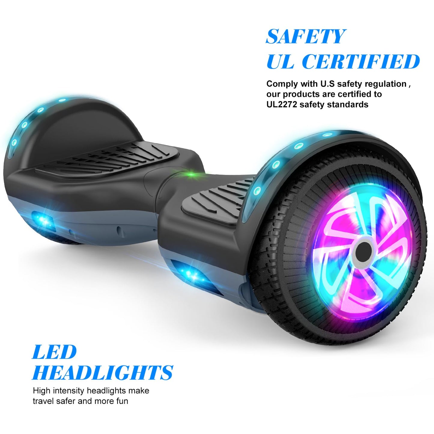 FLYING-ANT Hoverboard, Hoverboard with Bluetooth and LED Lights Self Balancing Electric Scooter 6.5" Two-Wheel Hoverboards for Kids and Teenagers