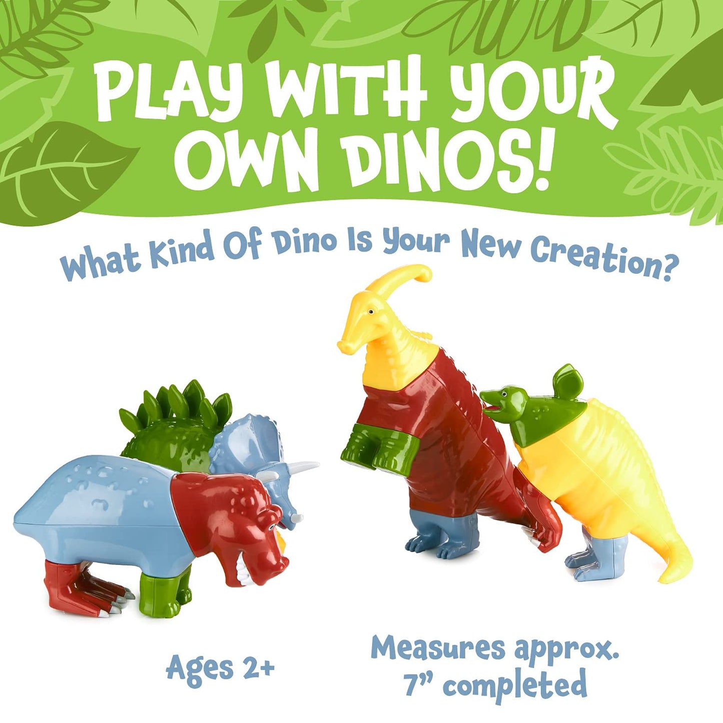 POPULAR PLAYTHINGS Magnetic Dinosaurs for Toddlers 1-3, Mix or Match Dinosaur Toys, Set of 4 Gift for Kids - Dinosaurs