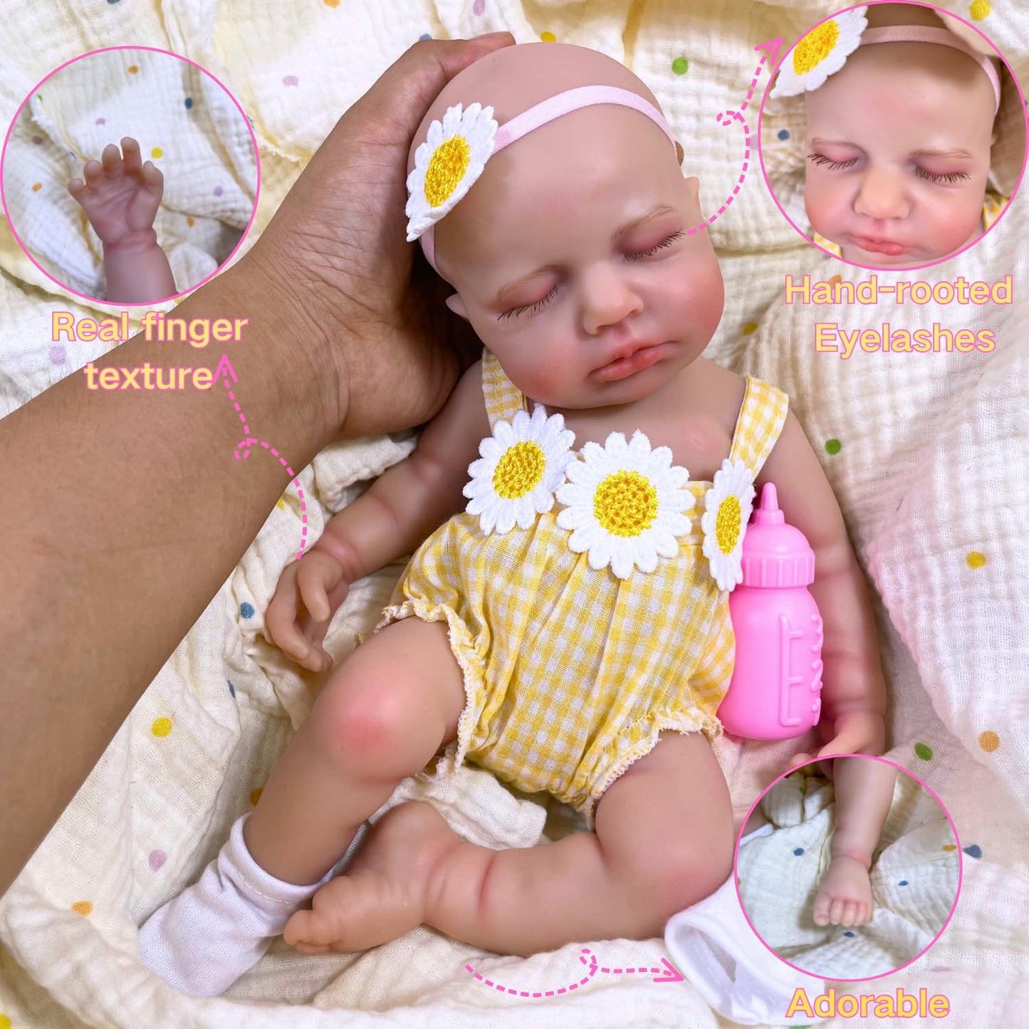 MRB Realistic Baby Doll Girl,12 Inch Silicone Reborn Baby Dolls, Real Life Baby Dolls Silicone Elastic and Stress Reliever Toy for Kids Age 3 + & Collection