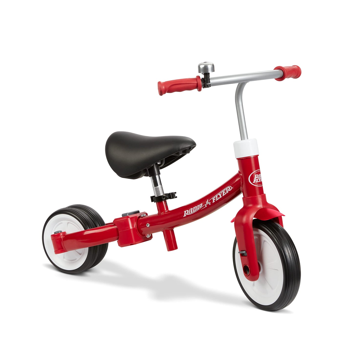 Radio Flyer Triple Play Trike, For Ages 1-3, 3-in-1 Ride-On, Tricycle or Balance Bike, Tool-Free Transformation, Adjustable Padded Seat, Pedal Storage, Ringing Bell, Steel Frame, Tricycle for Toddlers