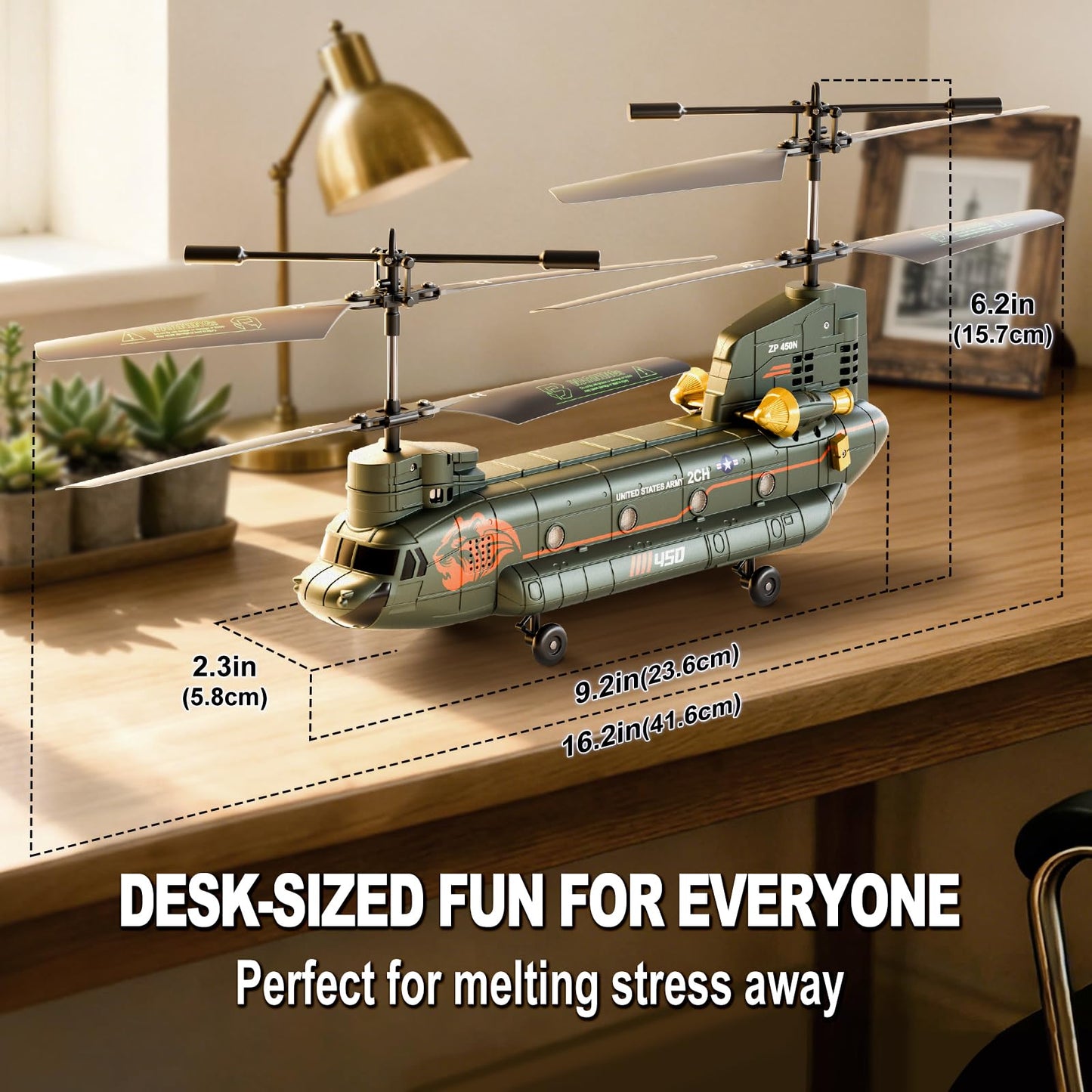 XIKOTEC Remote Control Helicopter, RC Helicopters with Altitude Hold, One Key take Off/Landing, LED Light, Low Battery Reminder, Military Transport Army Helicopter Toys for Kids and Military Fans