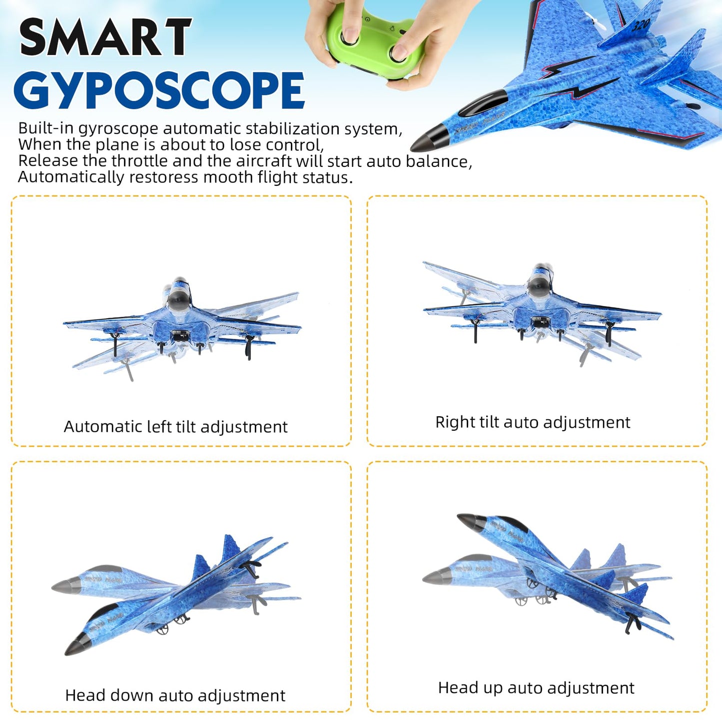 RC Plane, Remote Control Airplane Toy - RC Plane Remote Control Planes 2CH 2.4Ghz Rc Aircraft with Lights, Outdoor Foam Durable Rc Aircraft Foam RC Airplane Jet for Kids Adults Hobby Toys