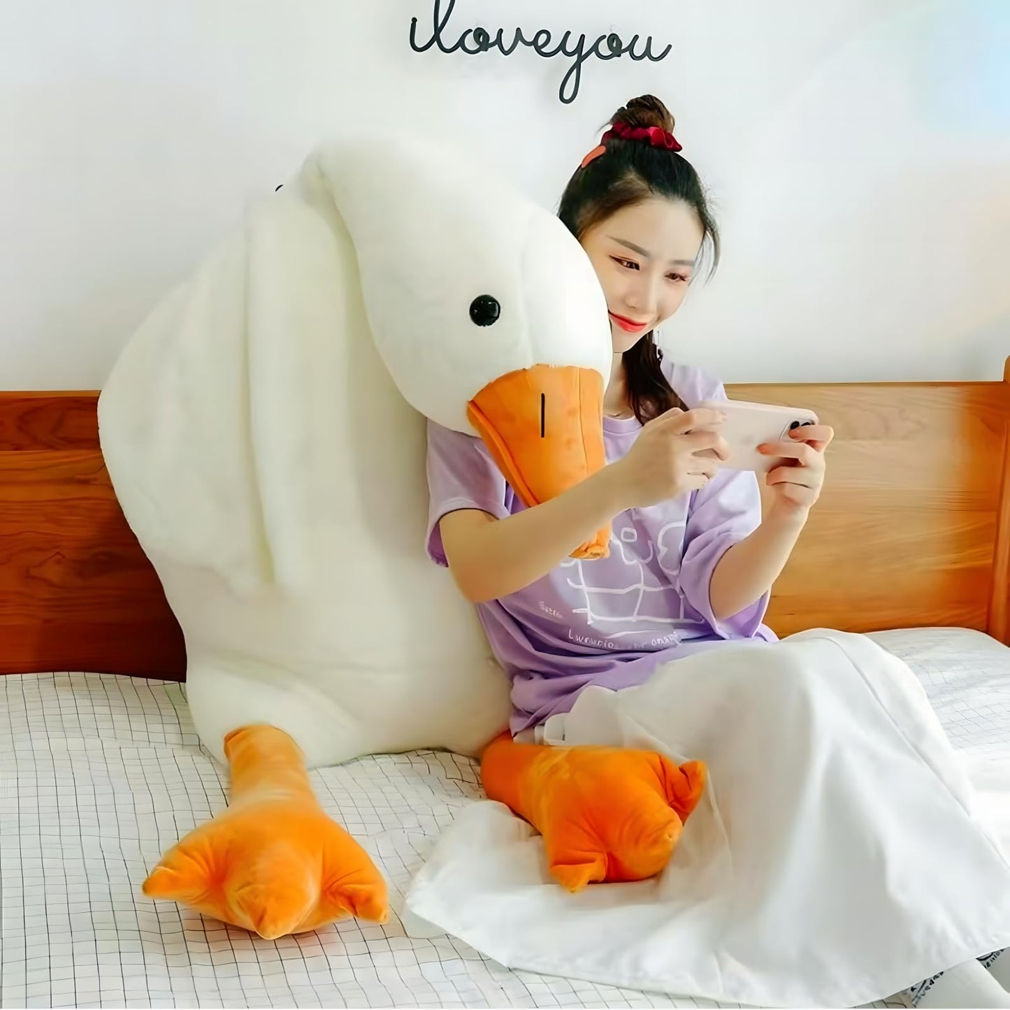 Ryttir Giant Goose Plush - 63" Extra Soft Goose Stuffed Animal Hugging Pillow with Rotund Belly,Safety Nursery Decor & Sensory Comfort Toy,Cuddle Companion for Kids(Birthday Gender Neutral Gift)